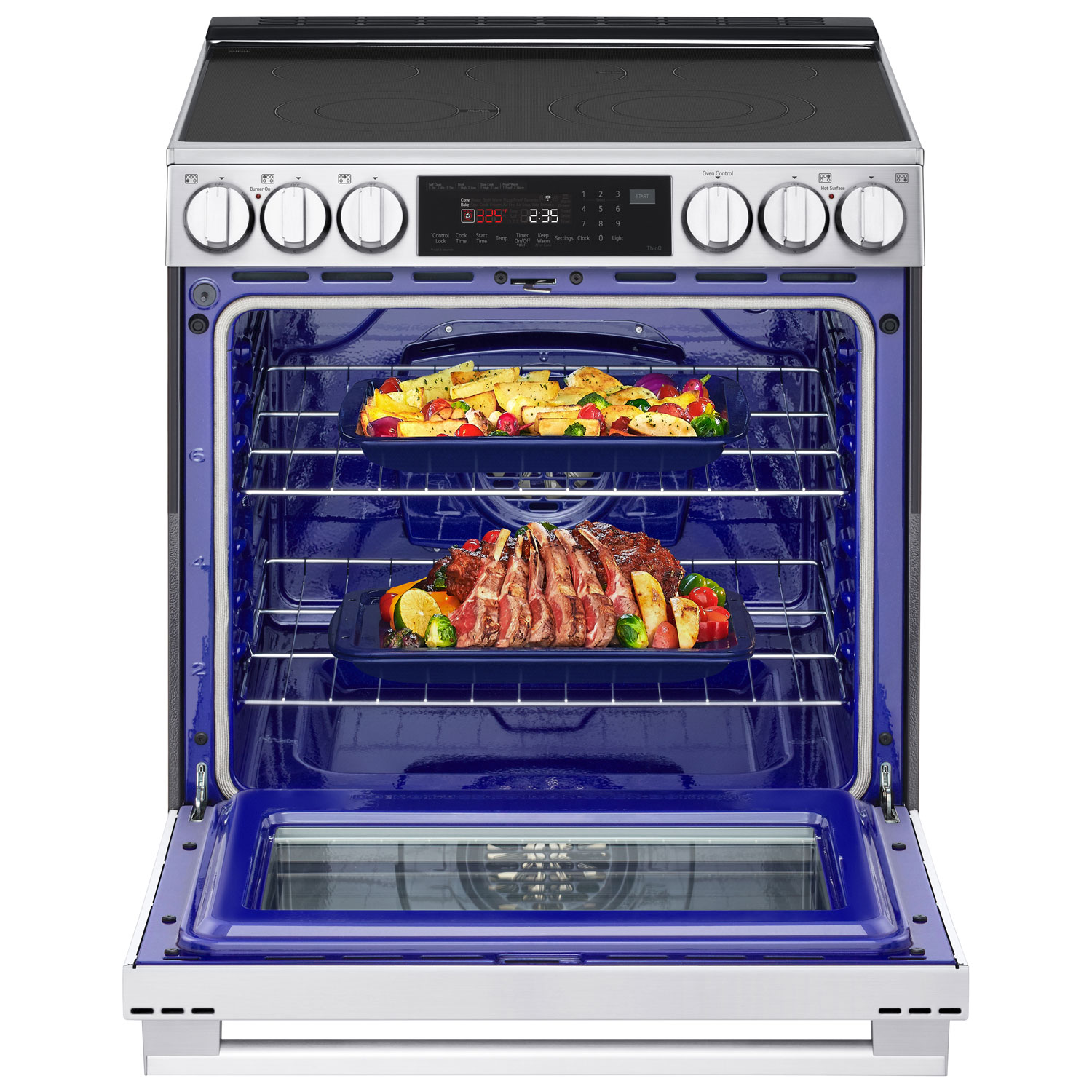 Cuisinière électrique encastrable à 5 éléments avec convection véritable et friture à l'air 6,3 pi³ 30 po de LG - Inox