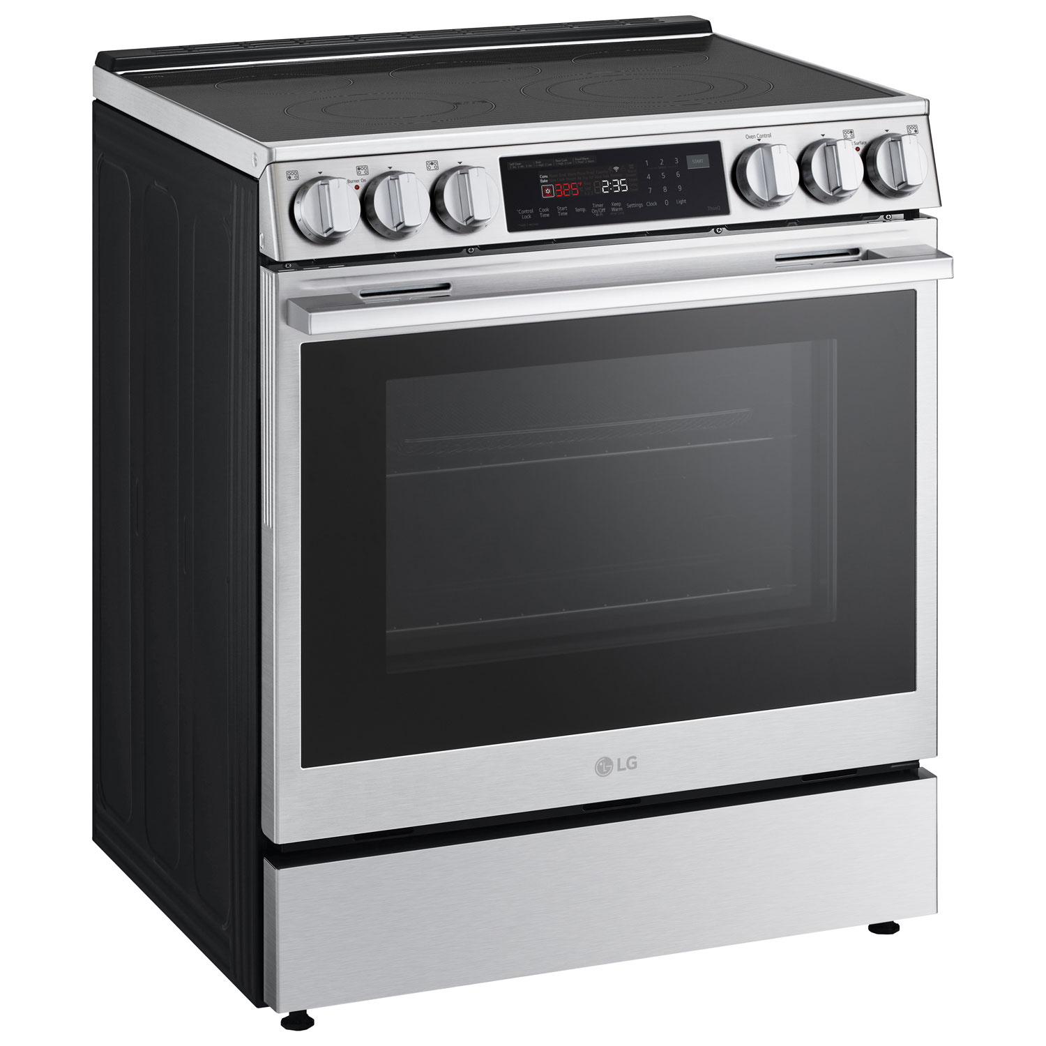 Cuisinière électrique encastrable à 5 éléments avec convection véritable et friture à l'air 6,3 pi³ 30 po de LG - Inox