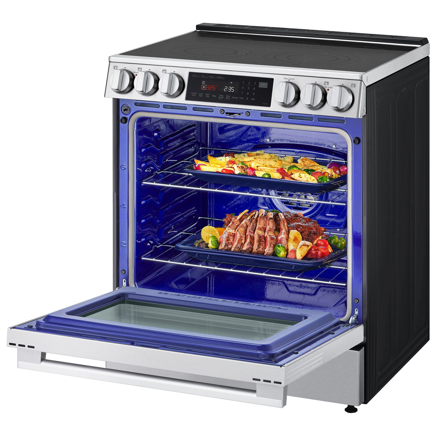 Cuisinière électrique encastrable à 5 éléments avec convection véritable et friture à l'air 6,3 pi³ 30 po de LG - Inox