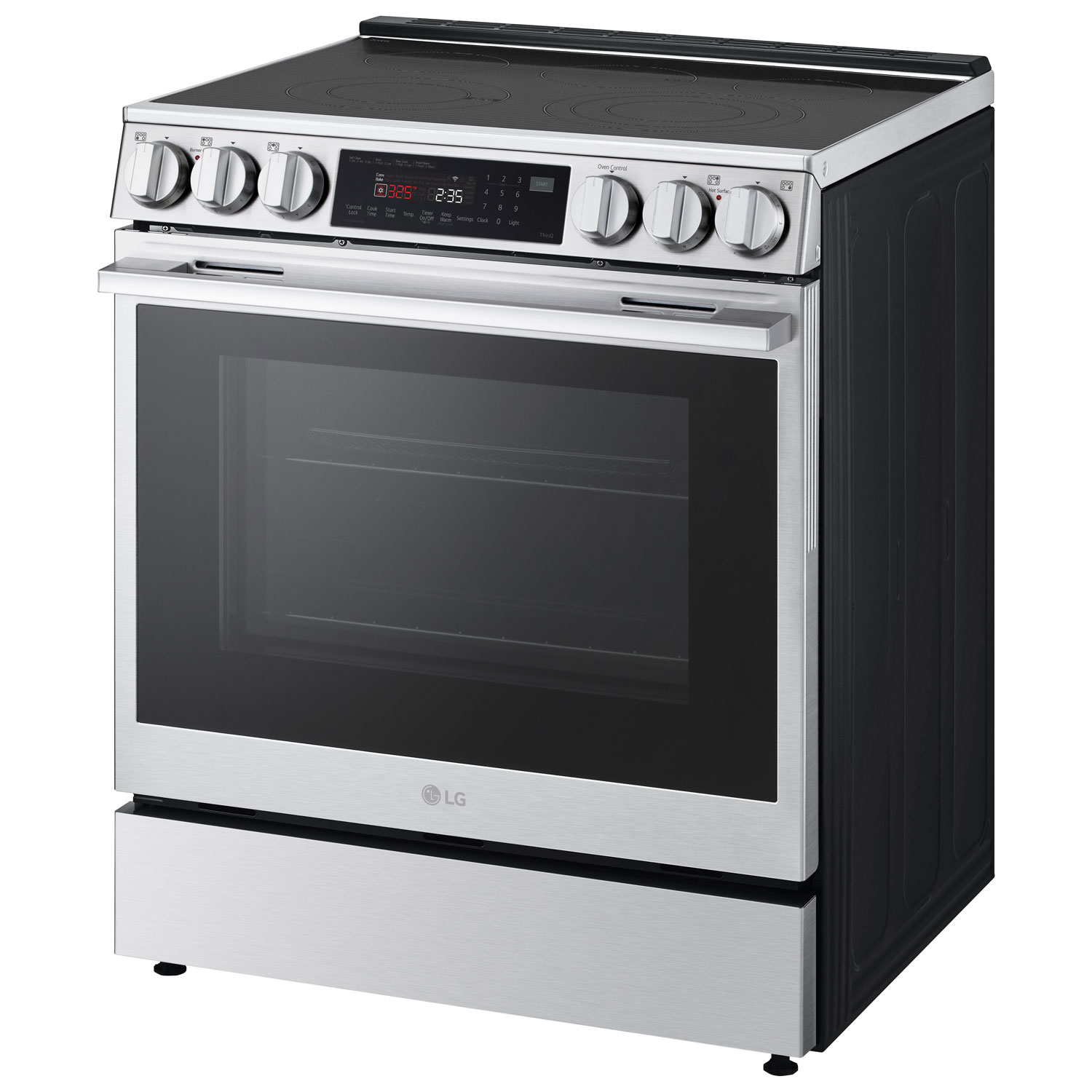 Cuisinière électrique encastrable à 5 éléments avec convection véritable et friture à l'air 6,3 pi³ 30 po de LG - Inox