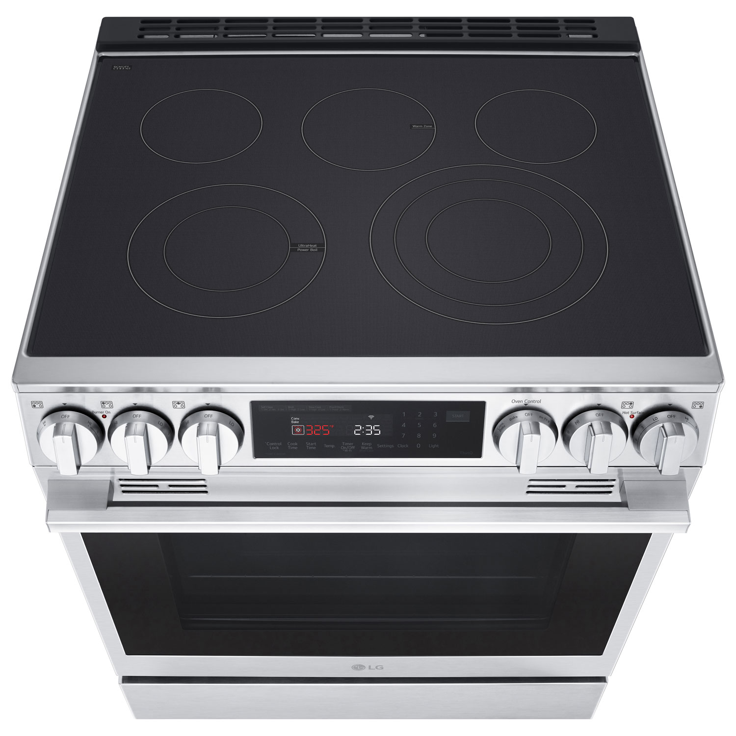 Cuisinière électrique encastrable à 5 éléments avec convection véritable et friture à l'air 6,3 pi³ 30 po de LG - Inox