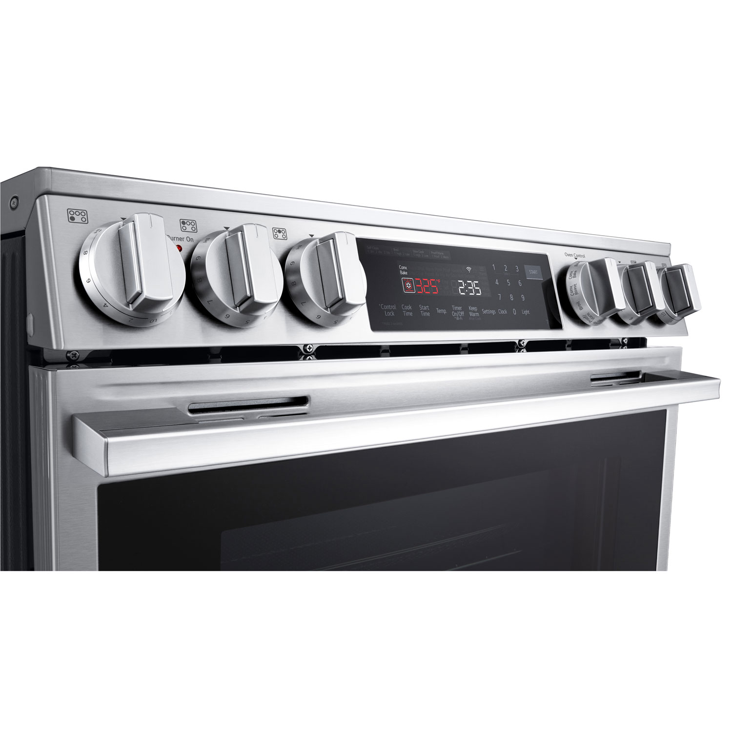 Cuisinière électrique encastrable à 5 éléments avec convection véritable et friture à l'air 6,3 pi³ 30 po de LG - Inox