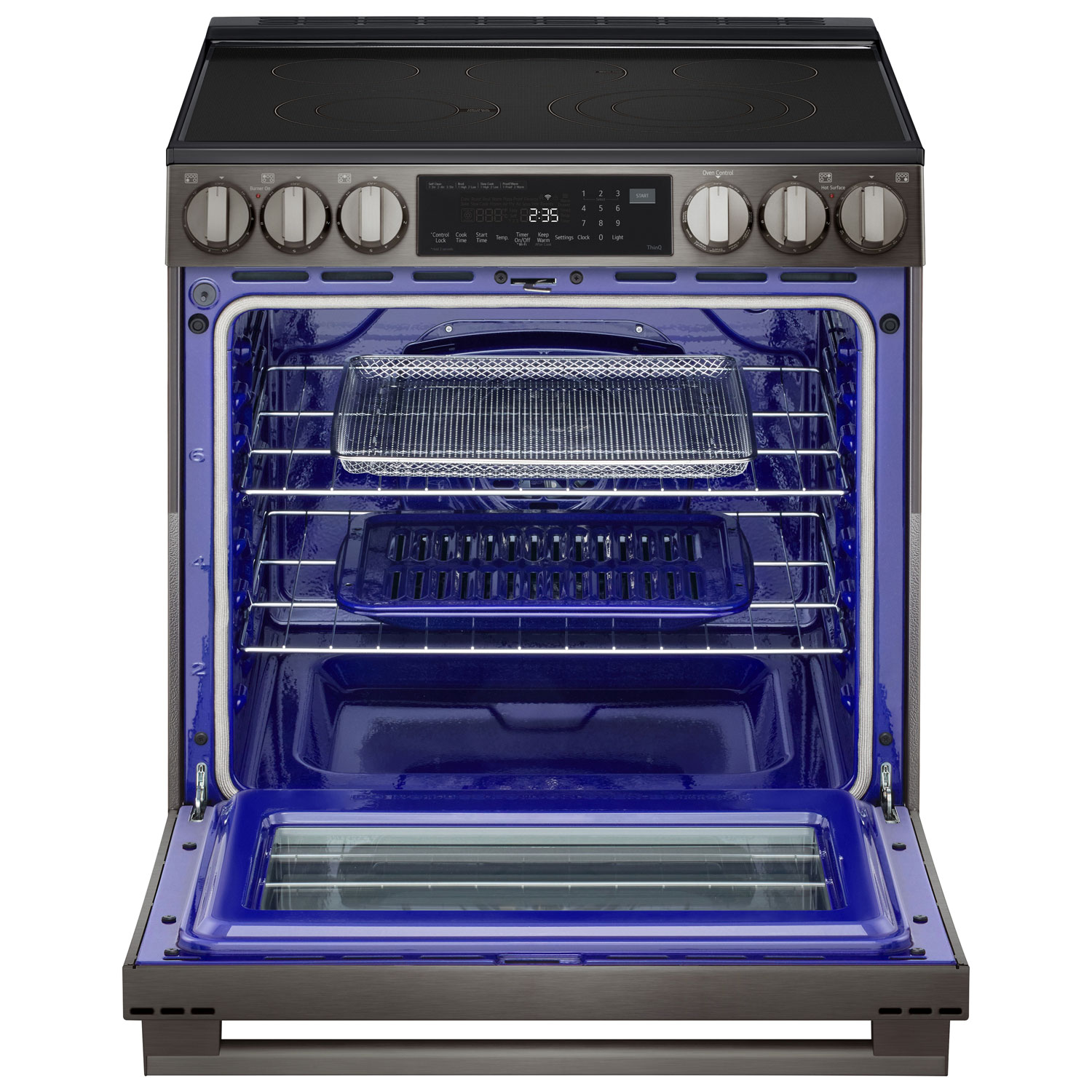 LG 30" 6.3 Cu. Ft. True Convection 5-Element Slide-In Electric Air Fry Range - Black Stainless Steel