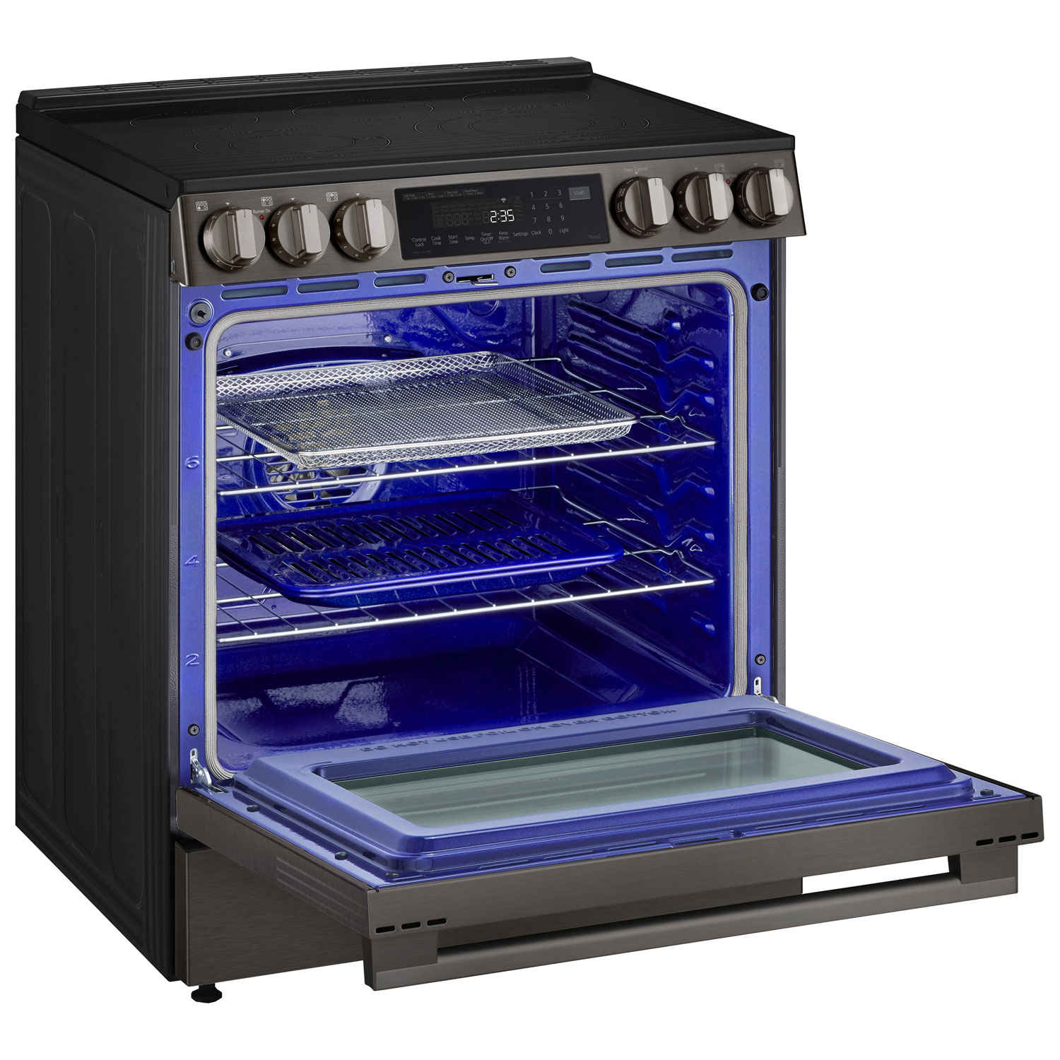 LG 30" 6.3 Cu. Ft. True Convection 5-Element Slide-In Electric Air Fry Range - Black Stainless Steel