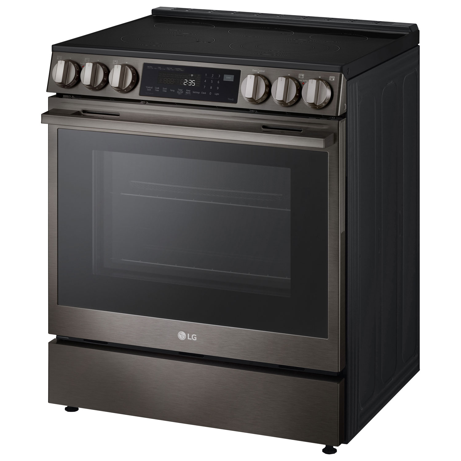 LG 30" 6.3 Cu. Ft. True Convection 5-Element Slide-In Electric Air Fry Range - Black Stainless Steel