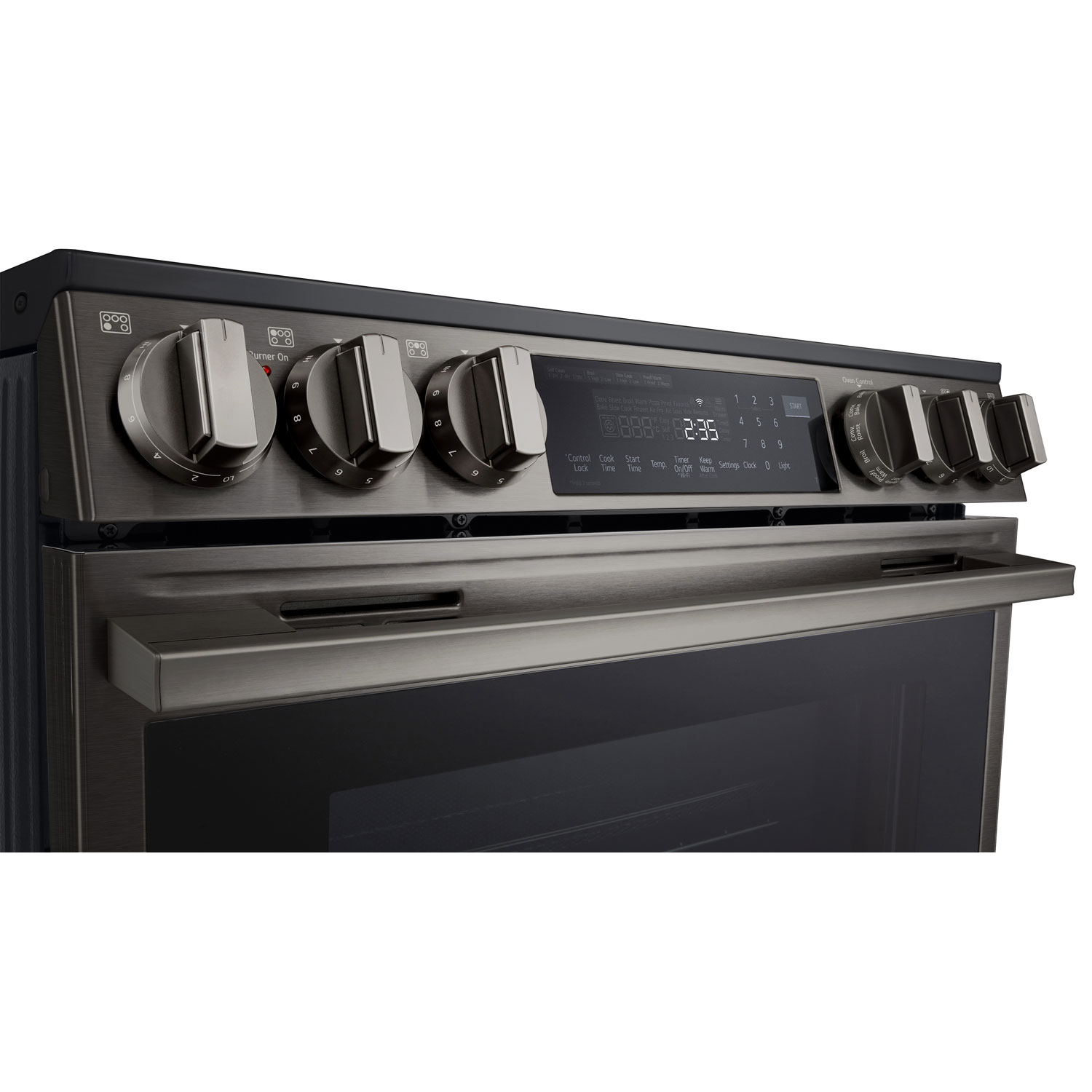 LG 30" 6.3 Cu. Ft. True Convection 5-Element Slide-In Electric Air Fry Range - Black Stainless Steel