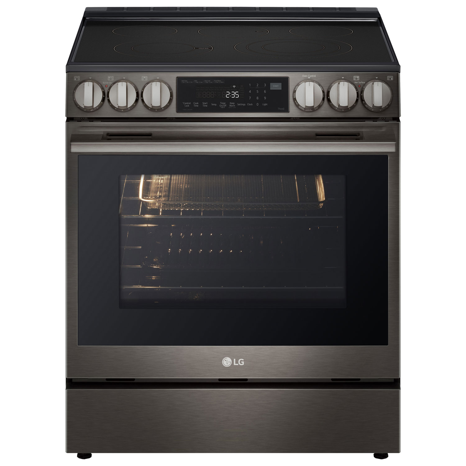 LG 30" 6.3 Cu. Ft. True Convection 5-Element Slide-In Electric Air Fry Range - Black Stainless Steel