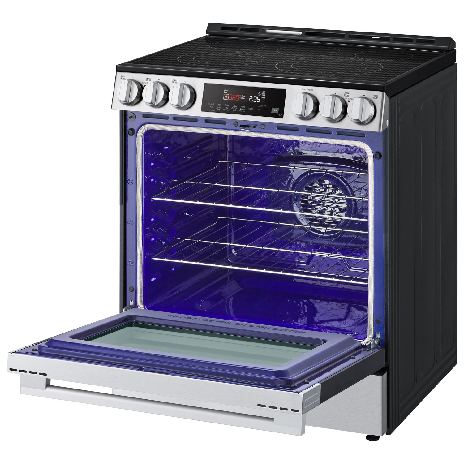 LG 30" 6.3 Cu. Ft. Fan Convection 5-Element Slide-In Electric Air Fry Range - Black Stainless Steel