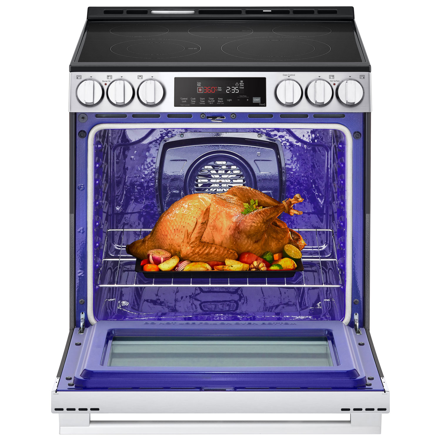 LG 30" 6.3 Cu. Ft. Fan Convection 5-Element Slide-In Electric Air Fry Range - Black Stainless Steel