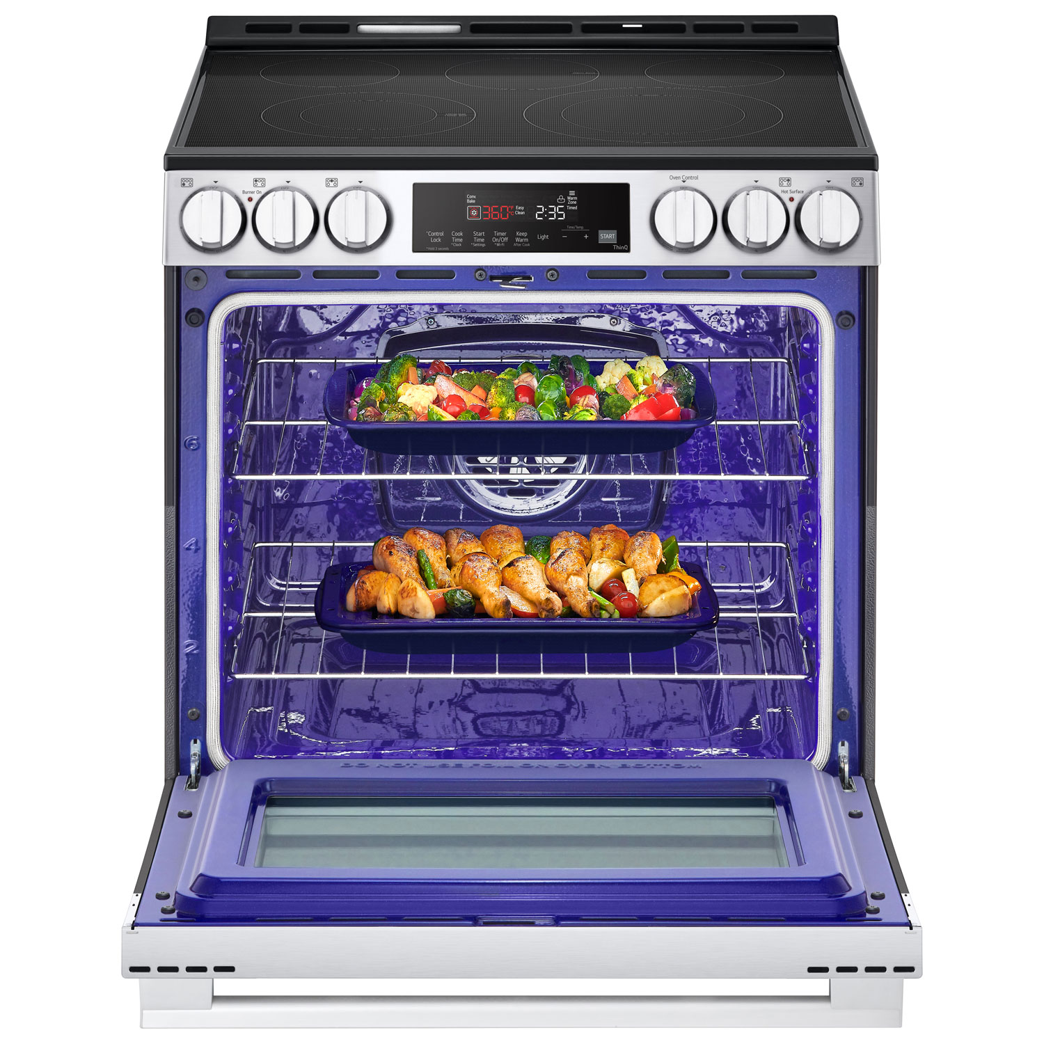 LG 30" 6.3 Cu. Ft. Fan Convection 5-Element Slide-In Electric Air Fry Range - Black Stainless Steel