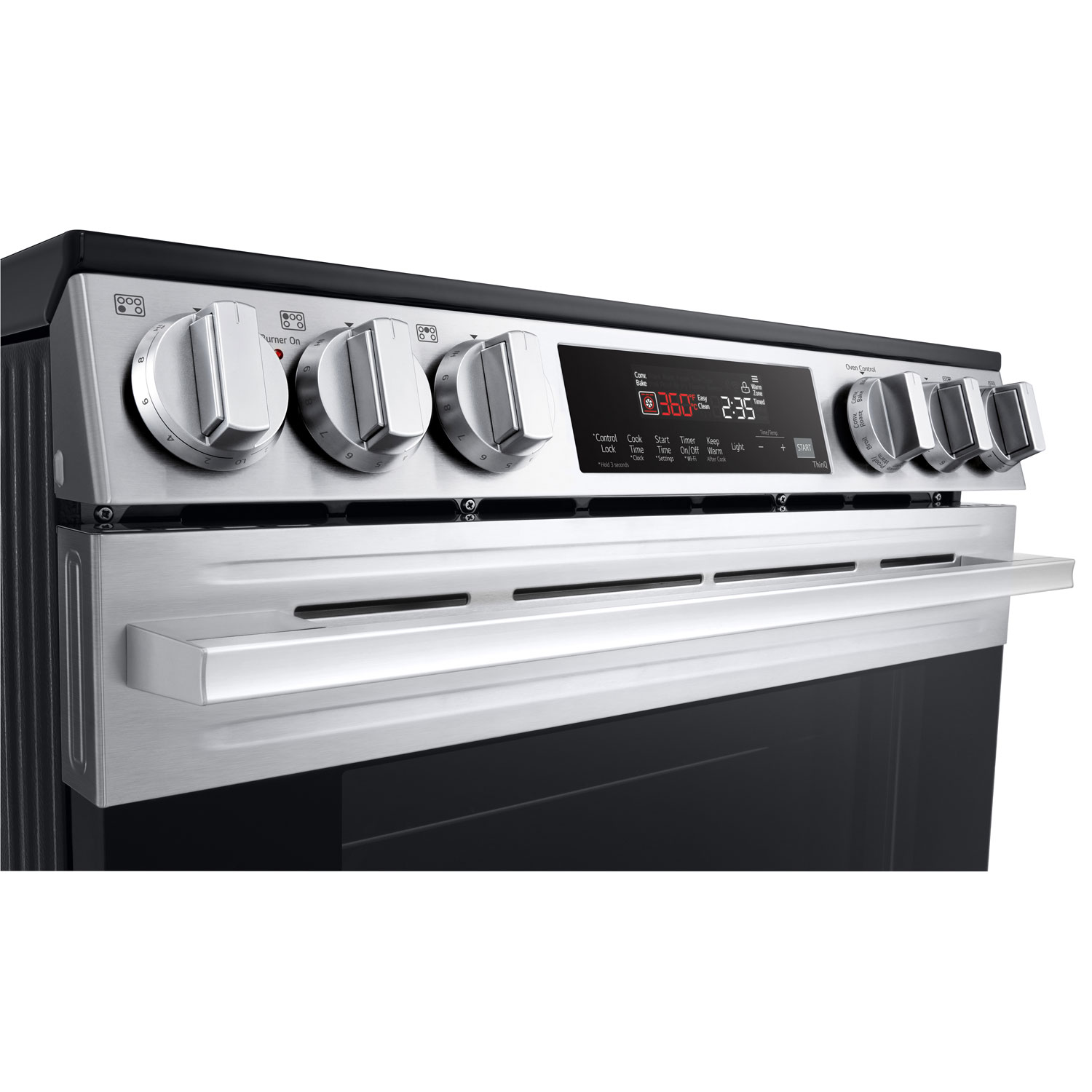 LG 30" 6.3 Cu. Ft. Fan Convection 5-Element Slide-In Electric Air Fry Range - Black Stainless Steel