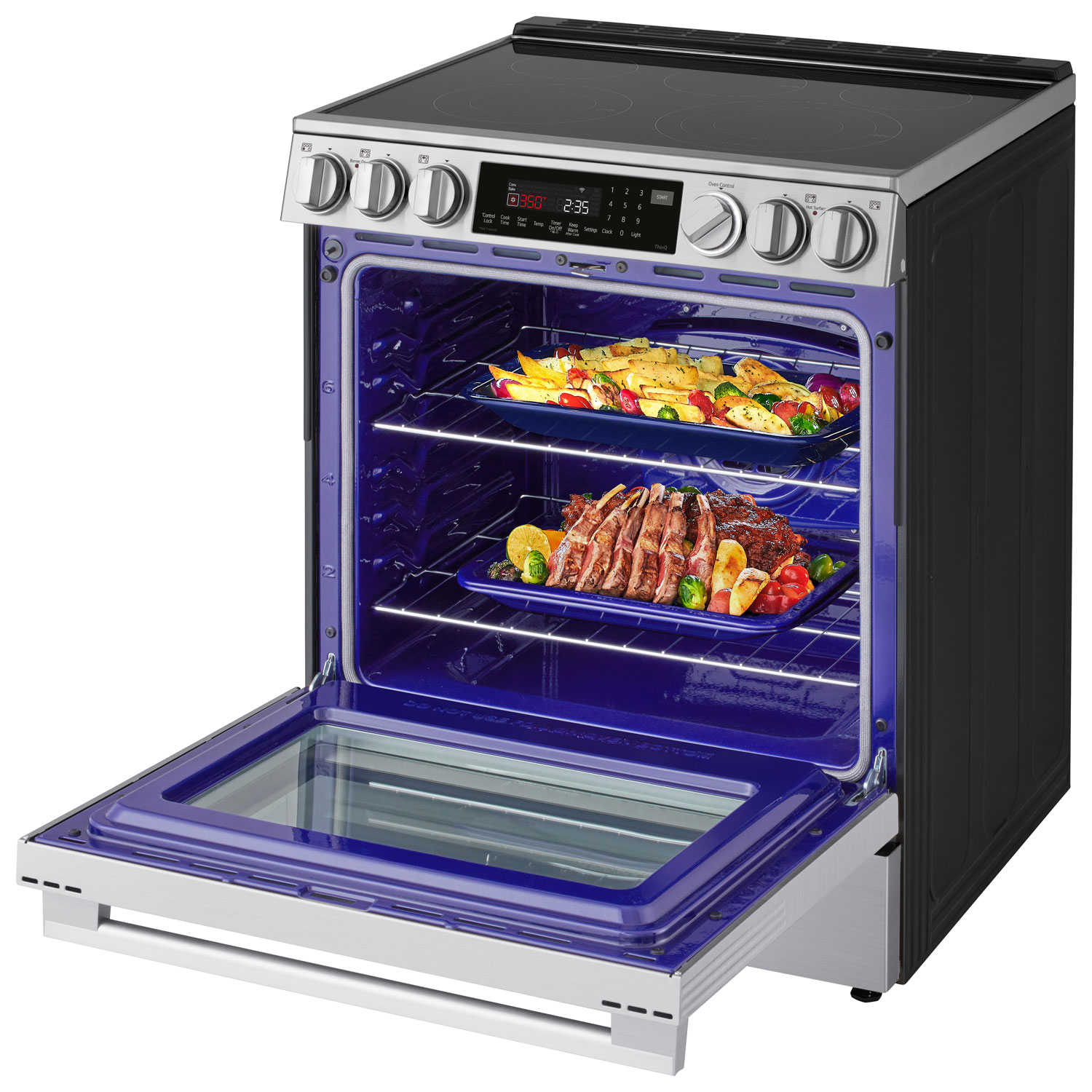 LG 30" 6.3 Cu. Ft. True Convection 5-Element Slide-In Electric Air Fry Range - Stainless Steel