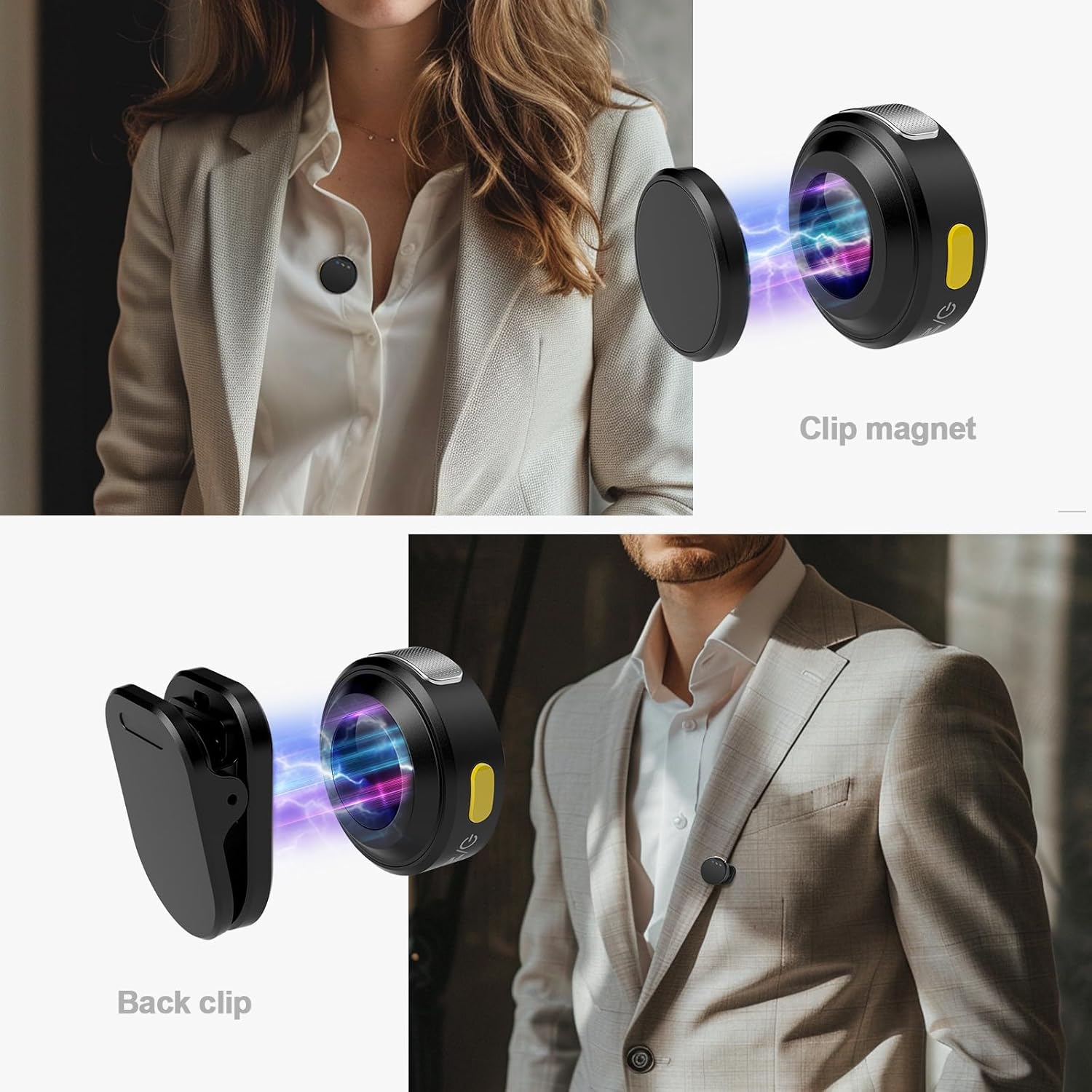 Rythflo Wireless Lavalier Microphone for iPhone/Android - 2 TX + 2 RX + Charging Case, Noise Cancellation, 35H Battery Life, Clip-on Lapel Mic