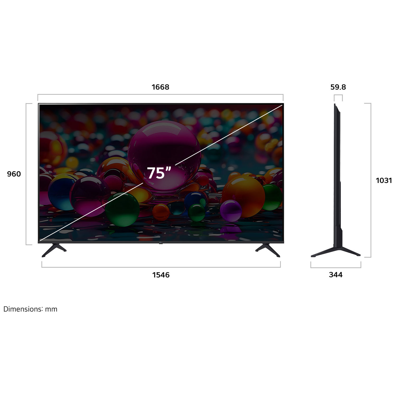 Téléviseur intelligent DEL HDR UHD 4K AI de 75 po série UA7900 de LG - 2025