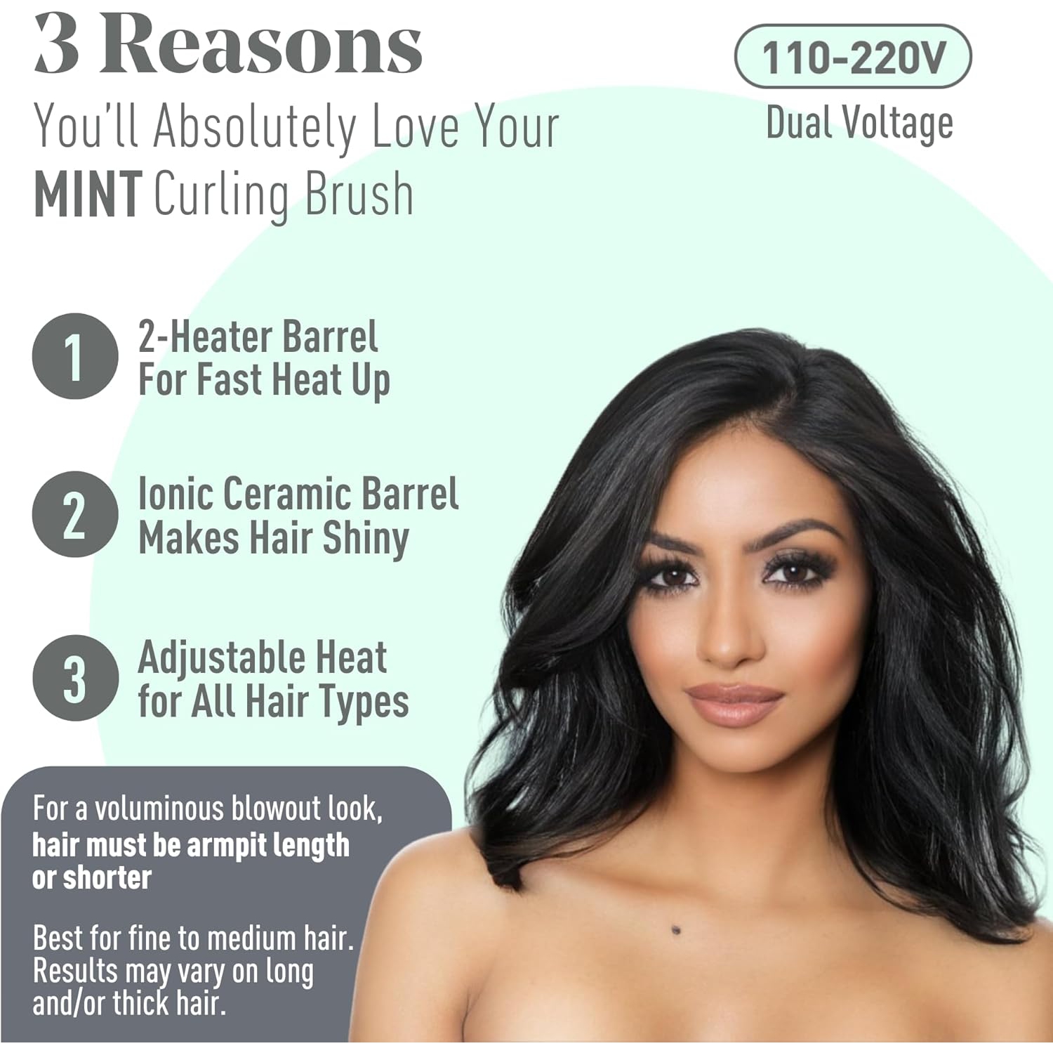 MINT 1 1/3 Inch Thermal Brush for Effortless Curls, Volume & Waves