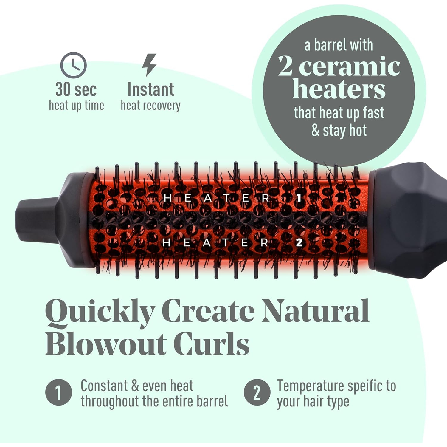 MINT 1 1/3 Inch Thermal Brush for Effortless Curls, Volume & Waves