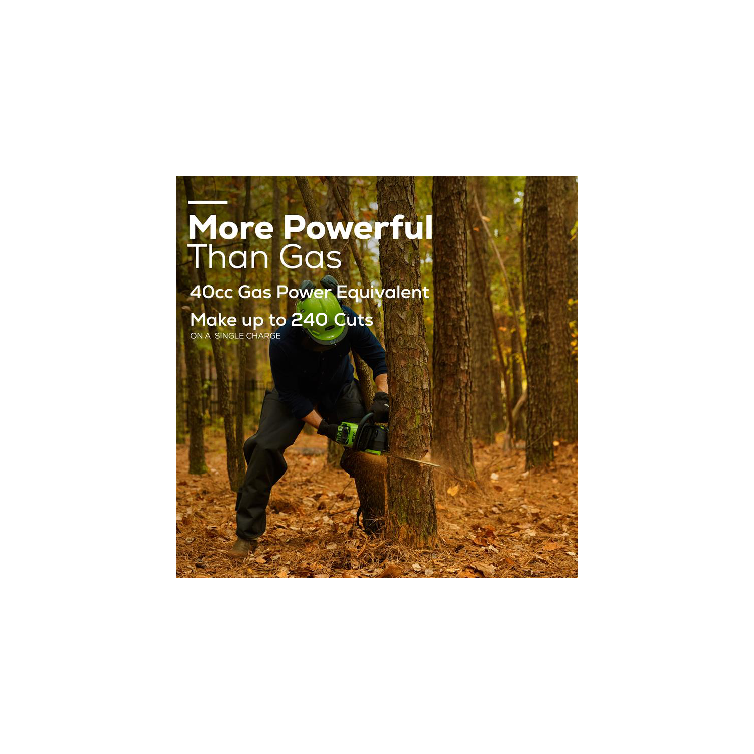 Scie à chaîne 80&nbsp;V de 18&nbsp;po de 2e génération de Greenworks, batterie 4,0&nbsp;Ah et chargeur rapide inclus