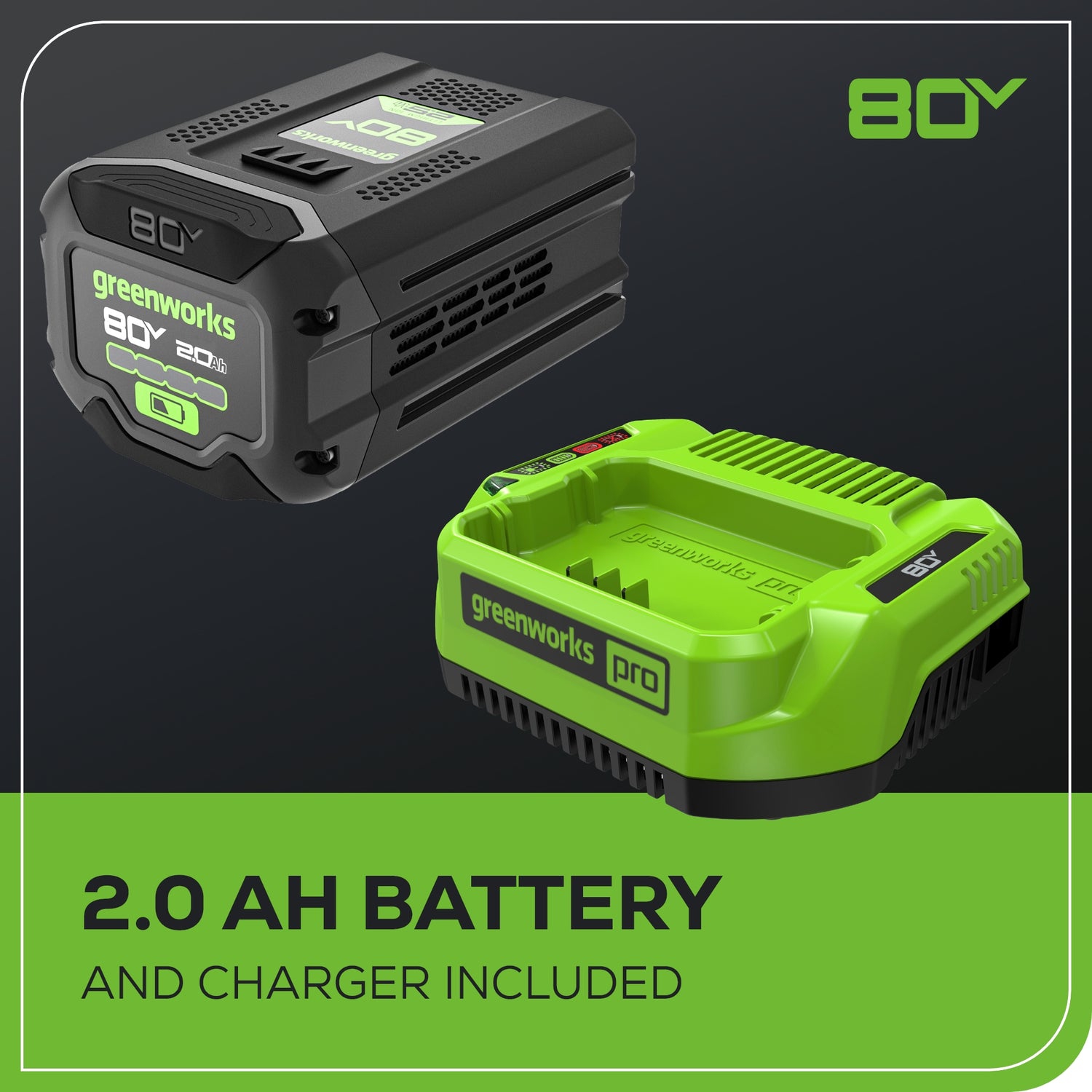 Perche scie sans balais 80 V de 10 po de Greenworks, batterie 2,0 Ah et chargeur inclus