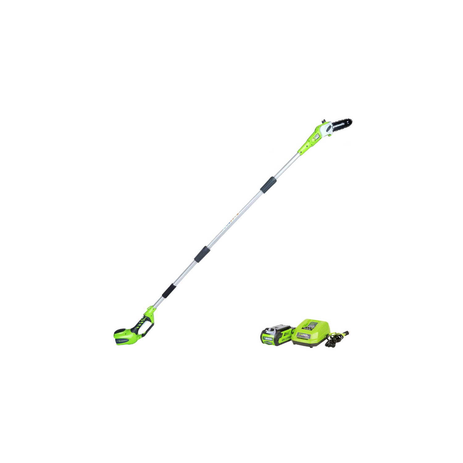 Perche scie 40&nbsp;V de 8&nbsp;po de Greenworks, batterie 2,0&nbsp;Ah et chargeur inclus – 1400017