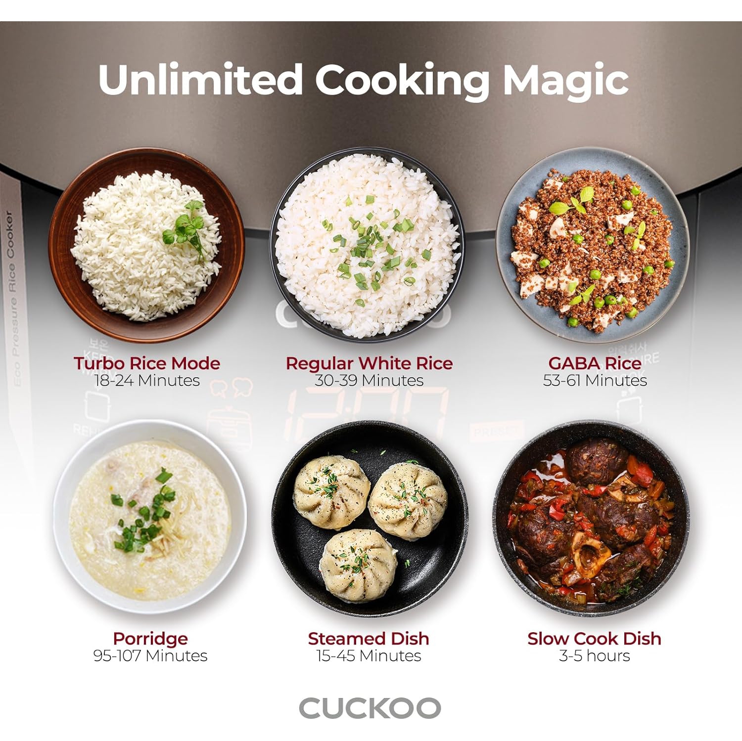 CUCKOO CRP-P0609S 6-Cup Pressure Rice Cooker - 12 Menu Options, GABA/Brown Rice, Quinoa, Nu Rung Ji & More, Made in Korea, Black/Copper