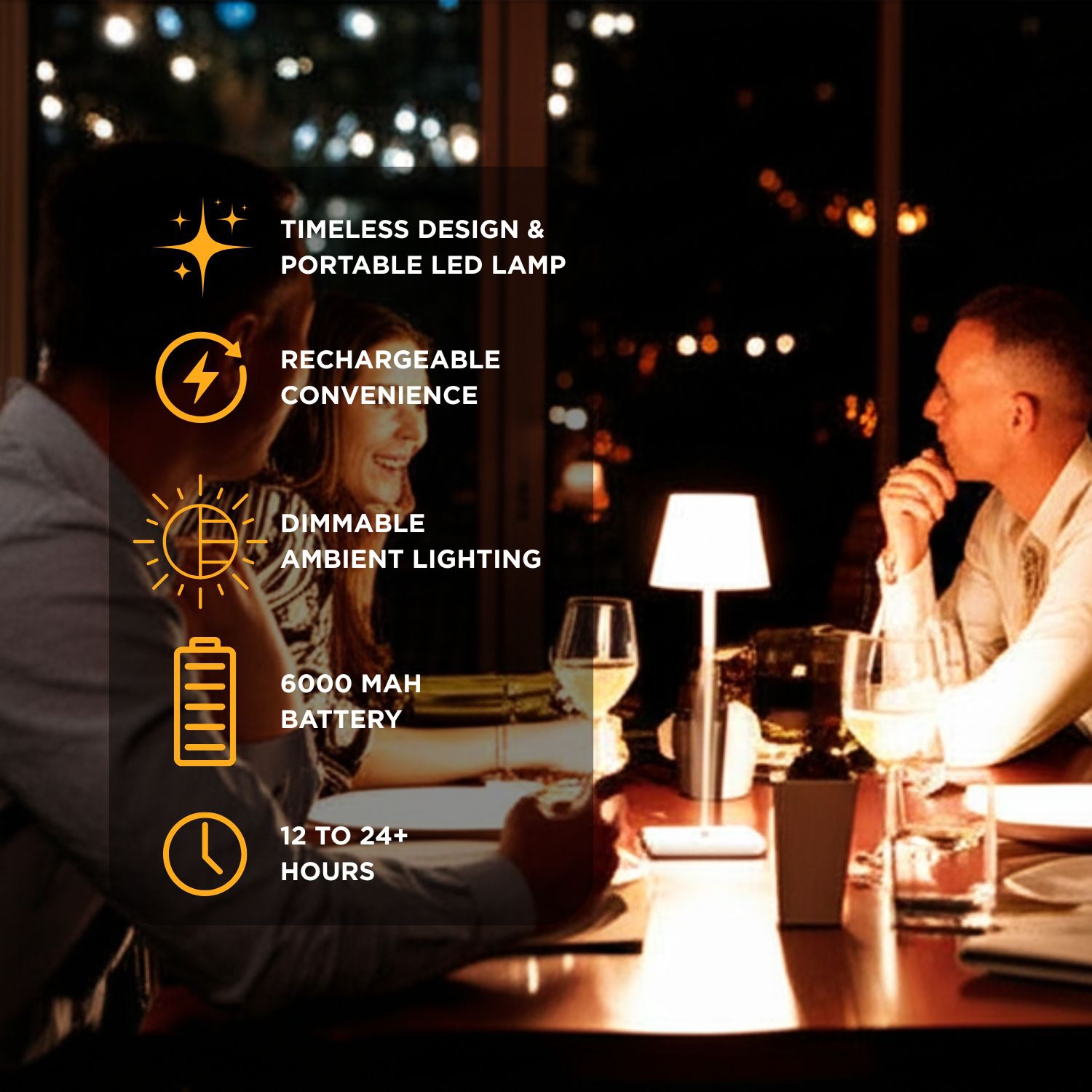 Abbott Trilite Classic Shade LED Table Lamp, Rechargeable Cordless Light, Modern Eco-Friendly LED Illumination Portable Lighting for Desk or