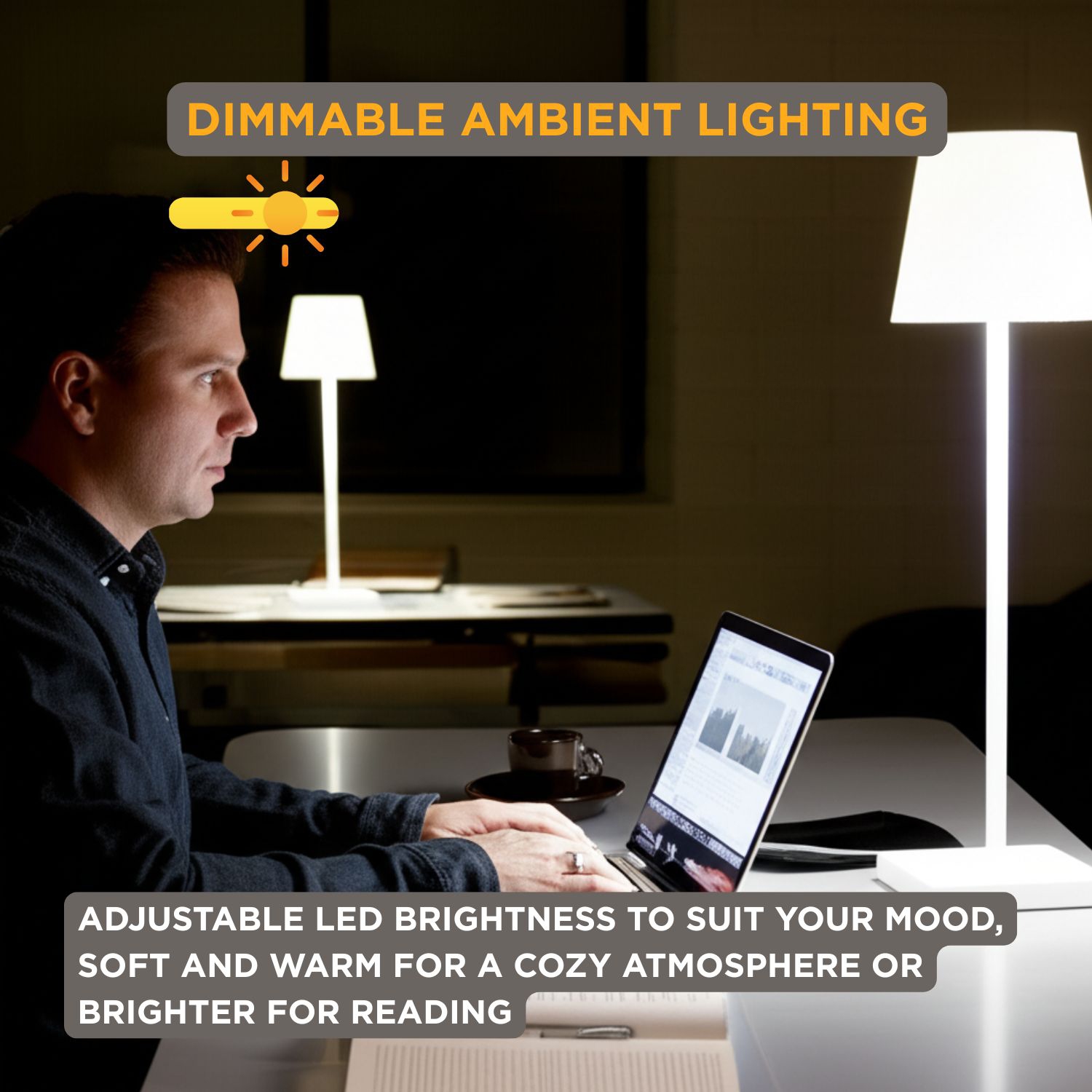 Abbott Trilite Classic Shade LED Table Lamp, Rechargeable Cordless Light, Modern Eco-Friendly LED Illumination Portable Lighting for Desk or