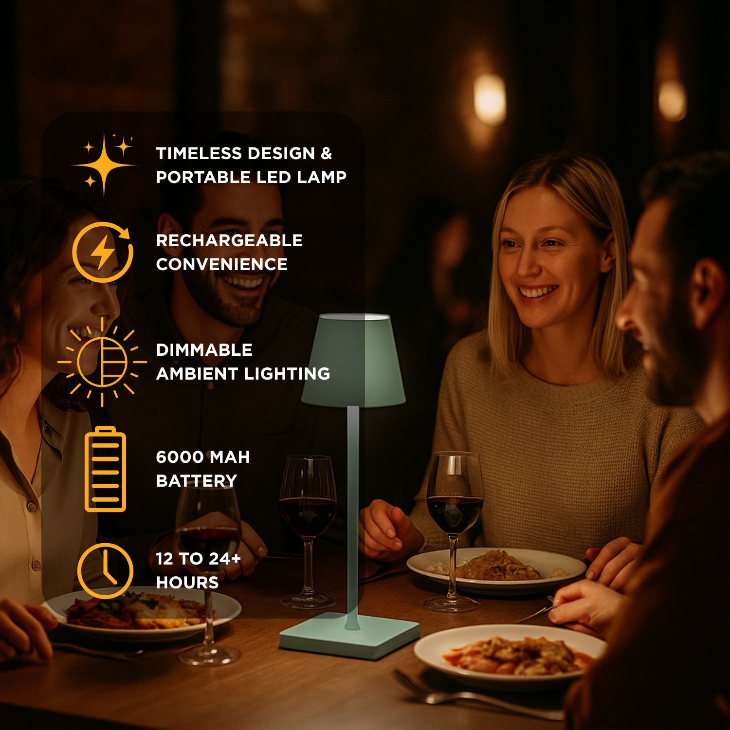 Abbott Trilite Classic Shade LED Table Lamp, Rechargeable Cordless Light, Modern Eco-Friendly LED Illumination Portable Lighting for Desk or