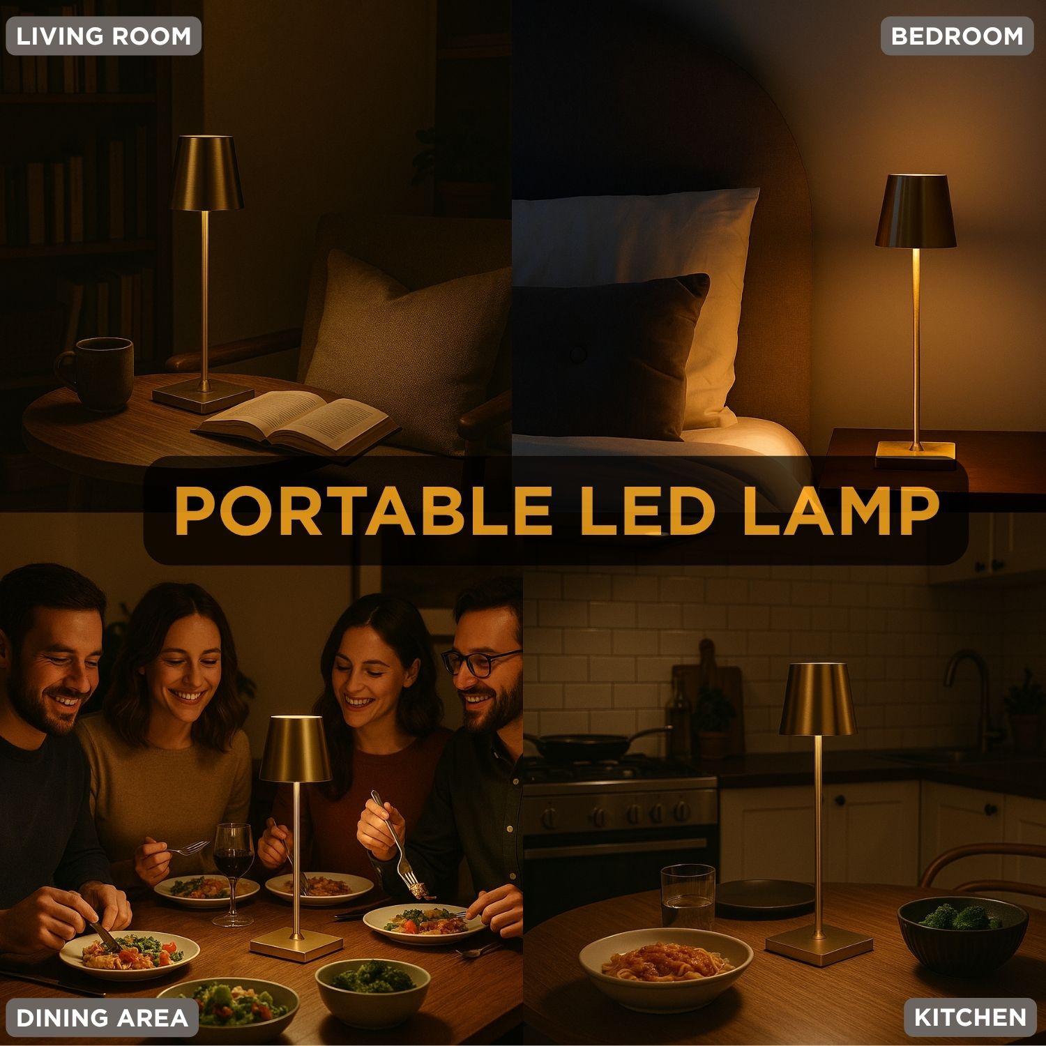 Abbott Trilite Classic Shade LED Table Lamp, Rechargeable Cordless Light, Modern Eco-Friendly LED Illumination Portable Lighting for Desk or