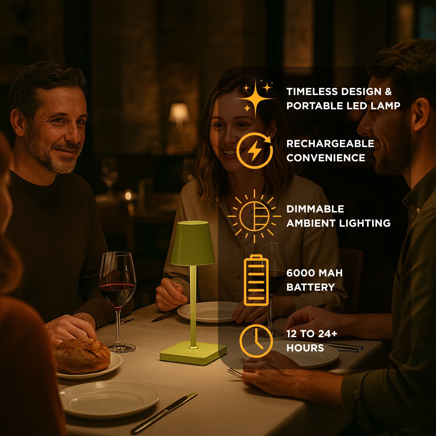 Lampe de table Abbott Trilite Classic Shade LED, lampe rechargeable sans fil, LED éclairage moderne et écologique portatif pour bureau ou table de