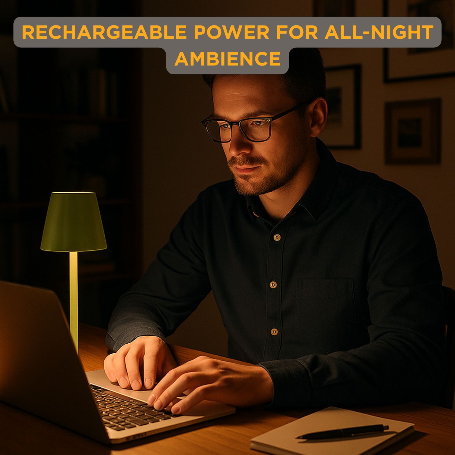 Lampe de table Abbott Trilite Classic Shade LED, lampe rechargeable sans fil, LED éclairage moderne et écologique portatif pour bureau ou table de