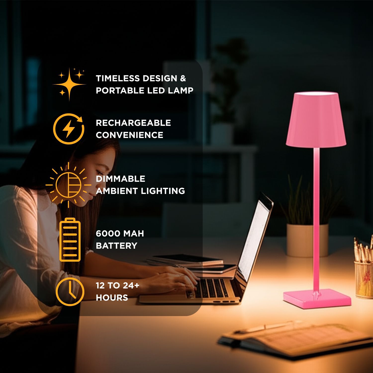 Lampe de table Abbott Trilite Classic Shade LED, lampe rechargeable sans fil, éclairage moderne écologique portatif LED pour bureau ou table de