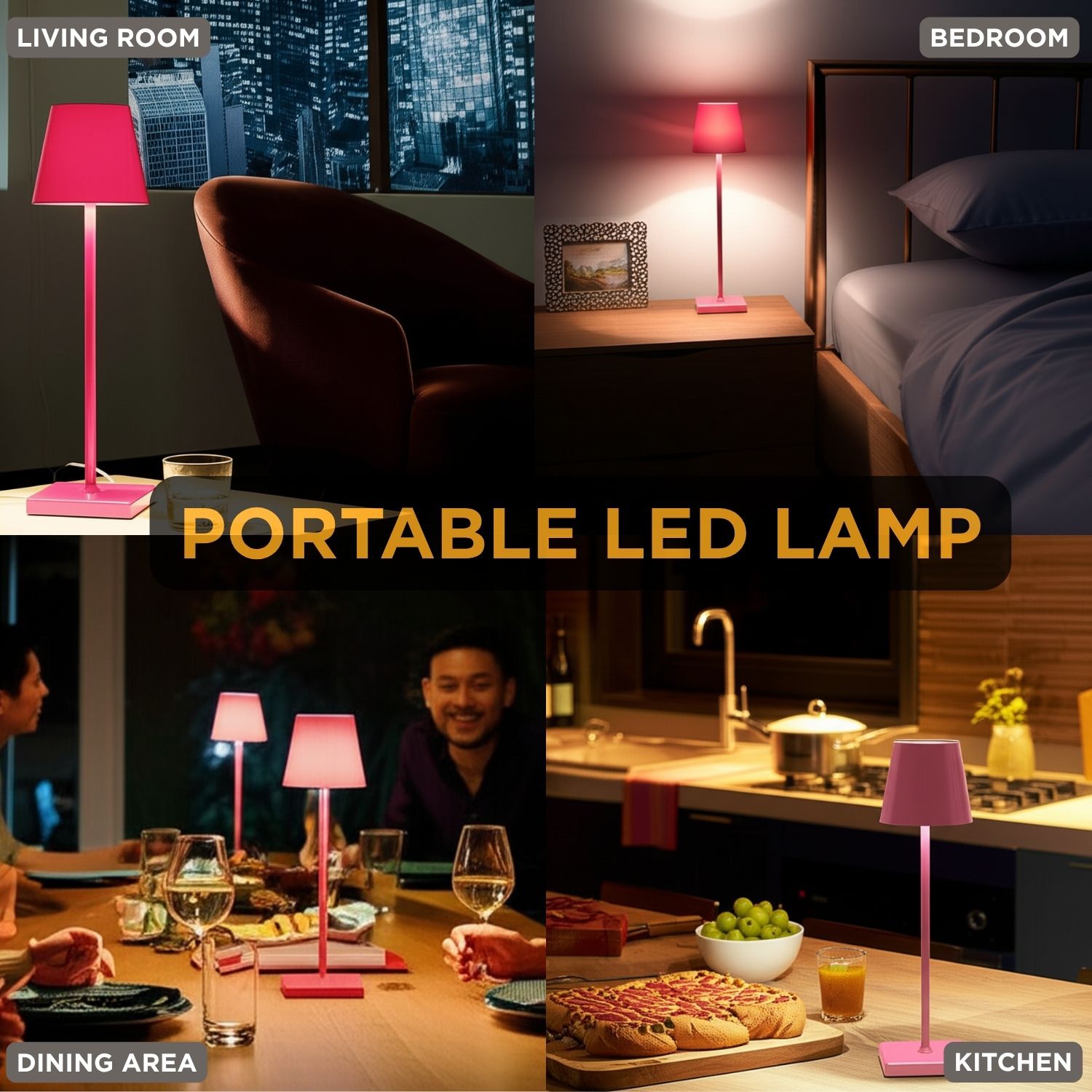 Lampe de table Abbott Trilite Classic Shade LED, lampe rechargeable sans fil, éclairage moderne écologique portatif LED pour bureau ou table de