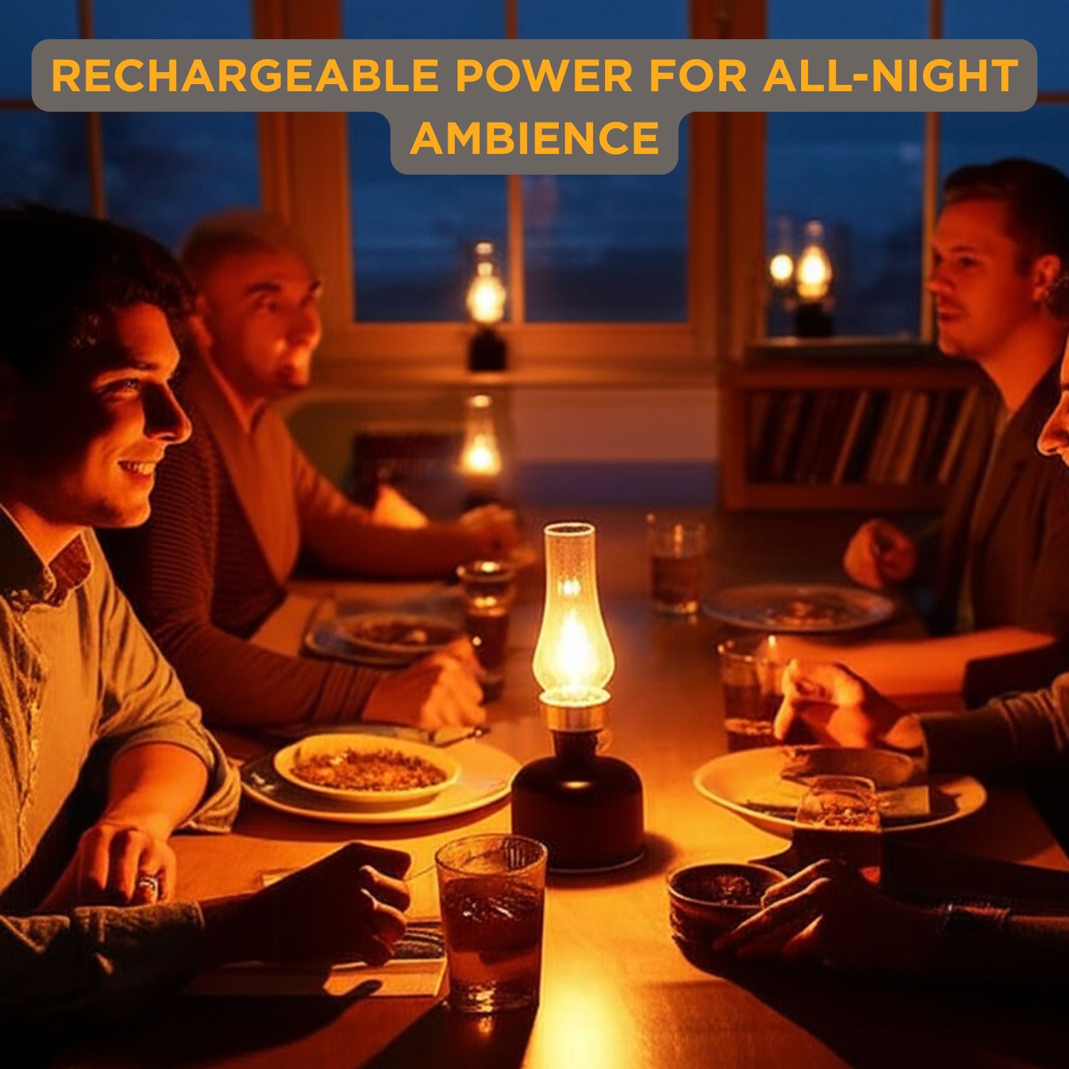 Lampe de table Abbott LED avec cheminée, rechargeable par USB, lampe à intensité réglable avec ampoule de style Edison, lampe d'appoint rétro