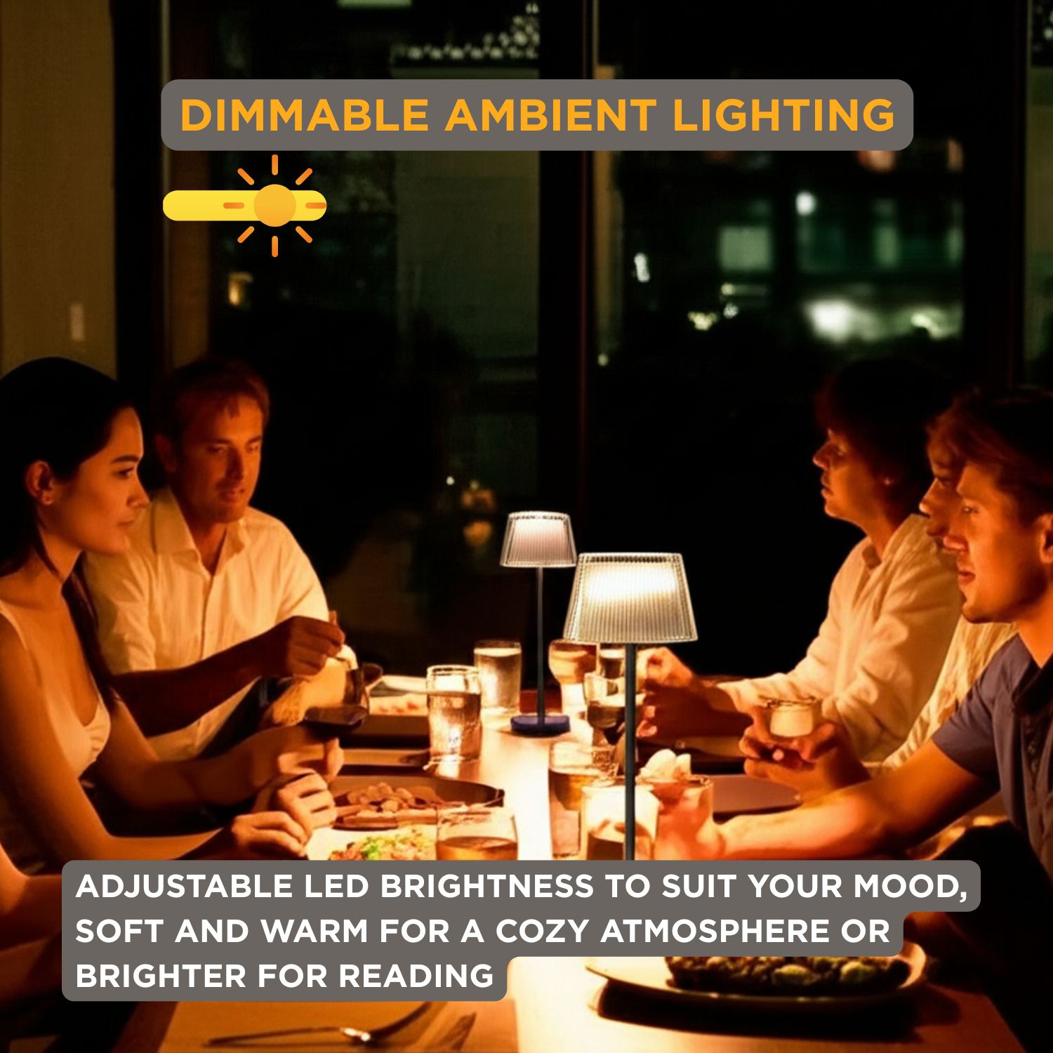 Abbott Fluted Shade LED Table Lamp, Rechargeable IP54 Waterproof Light, Modern Accent Lighting for Patio, Garden Outdoor or Indoors 15, Smoke