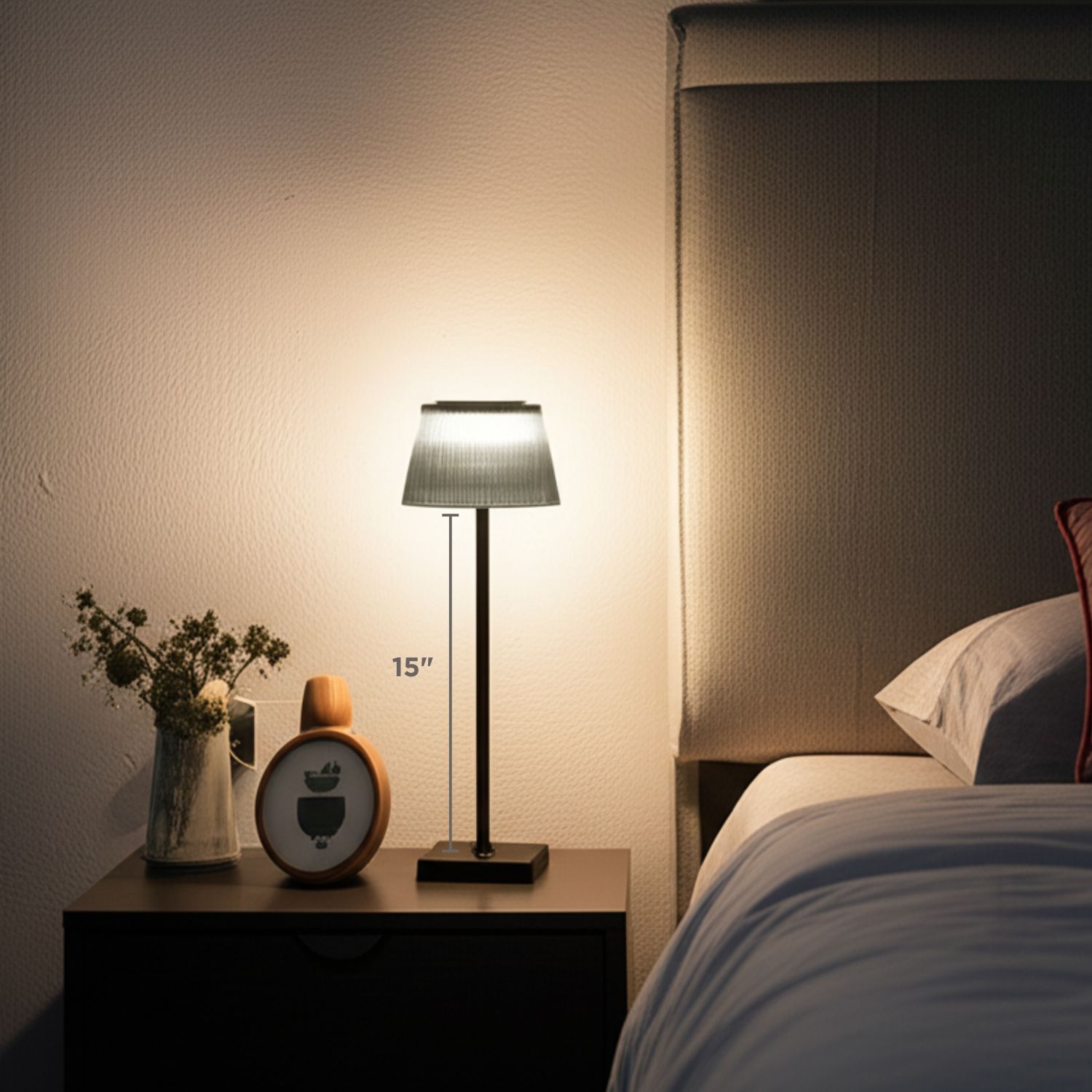 Abbott Fluted Shade LED Table Lamp, Rechargeable IP54 Waterproof Light, Modern Accent Lighting for Patio, Garden Outdoor or Indoors 15, Smoke