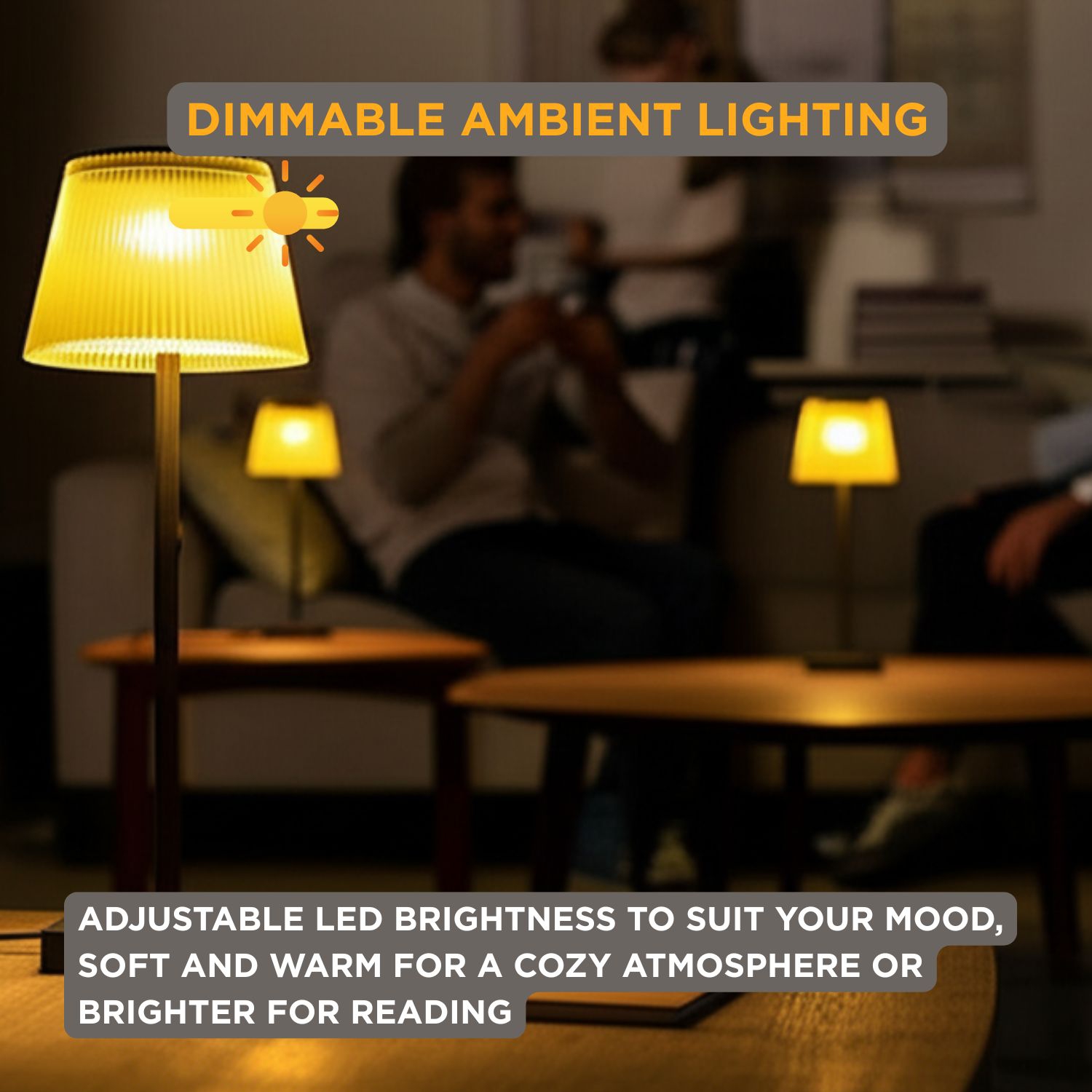 Abbott – Lampe de table LED à abat-jour cannelé, lampe étanche rechargeable IP54, éclairage d'appoint moderne pour patio, jardin extérieur ou
