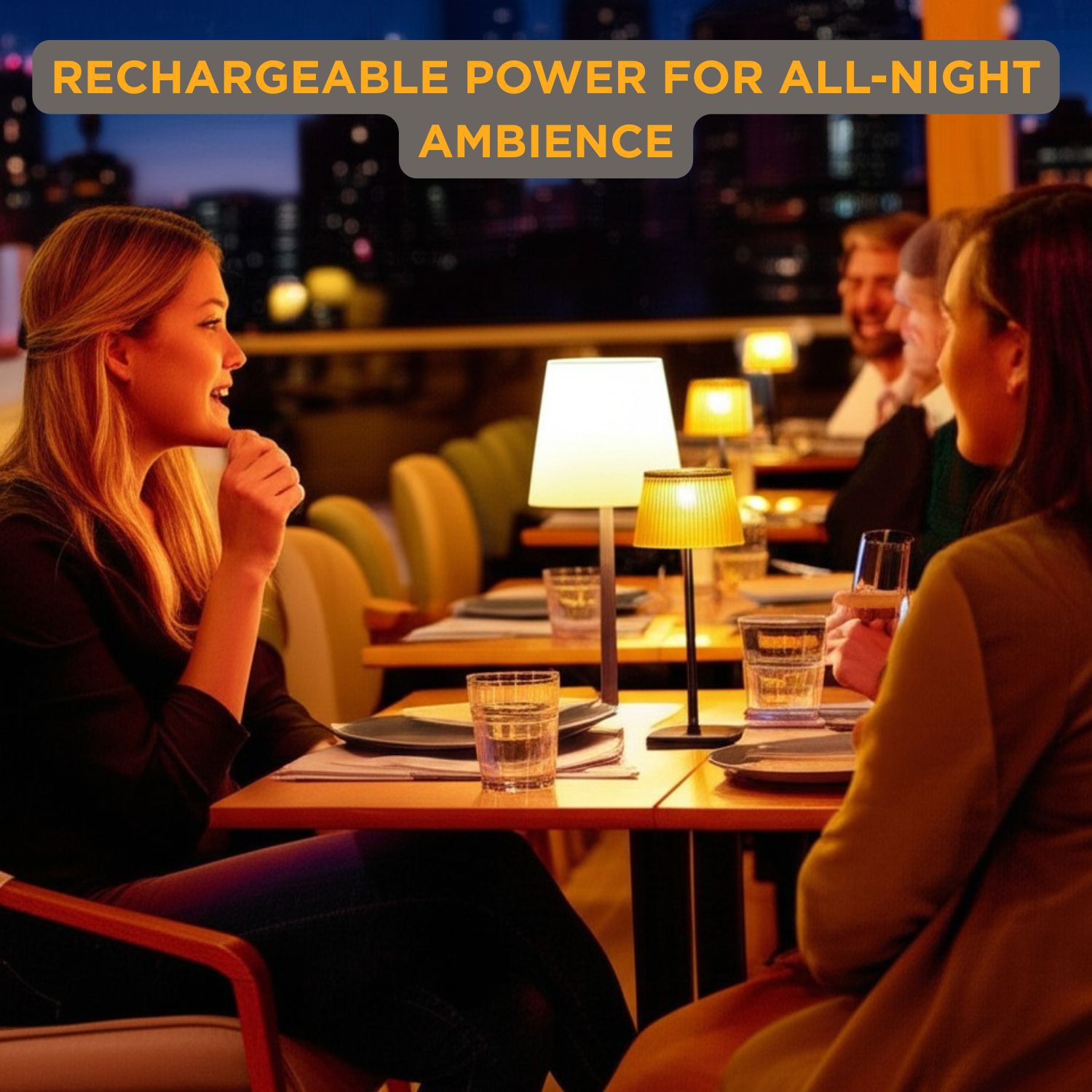 Abbott – Lampe de table LED à abat-jour cannelé, lampe étanche rechargeable IP54, éclairage d'appoint moderne pour patio, jardin extérieur ou