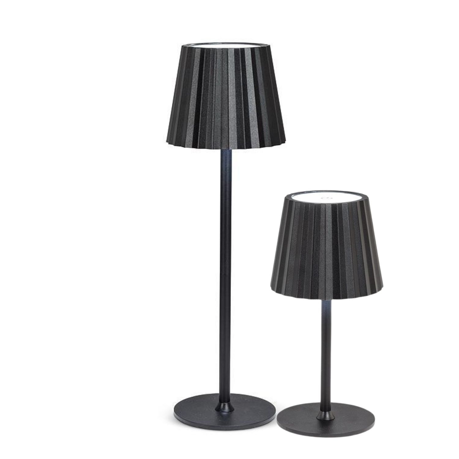 Abbott LED – Lampe de table Trilite à abat-jour cannelé, lampe tactile rechargeable, hauteur réglable à 3 niveaux à intensité réglable, touche