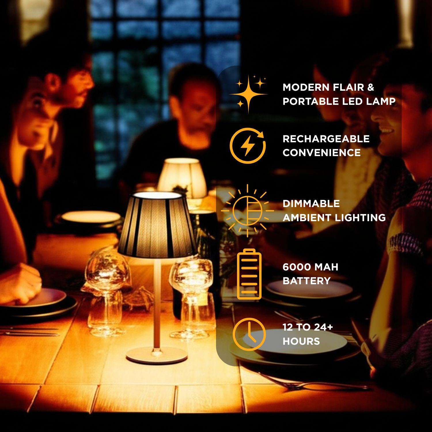 Abbott LED – Lampe de table Trilite à abat-jour cannelé, lampe tactile rechargeable, hauteur réglable à 3 niveaux à intensité réglable, touche