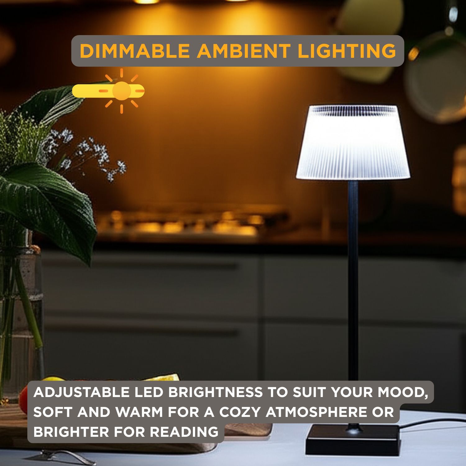 Abbott Fluted Shade LED Table Lamp, Rechargeable IP54 Waterproof Light, Modern Accent Lighting for Patio, Garden Outdoor or Indoors 15, Frost