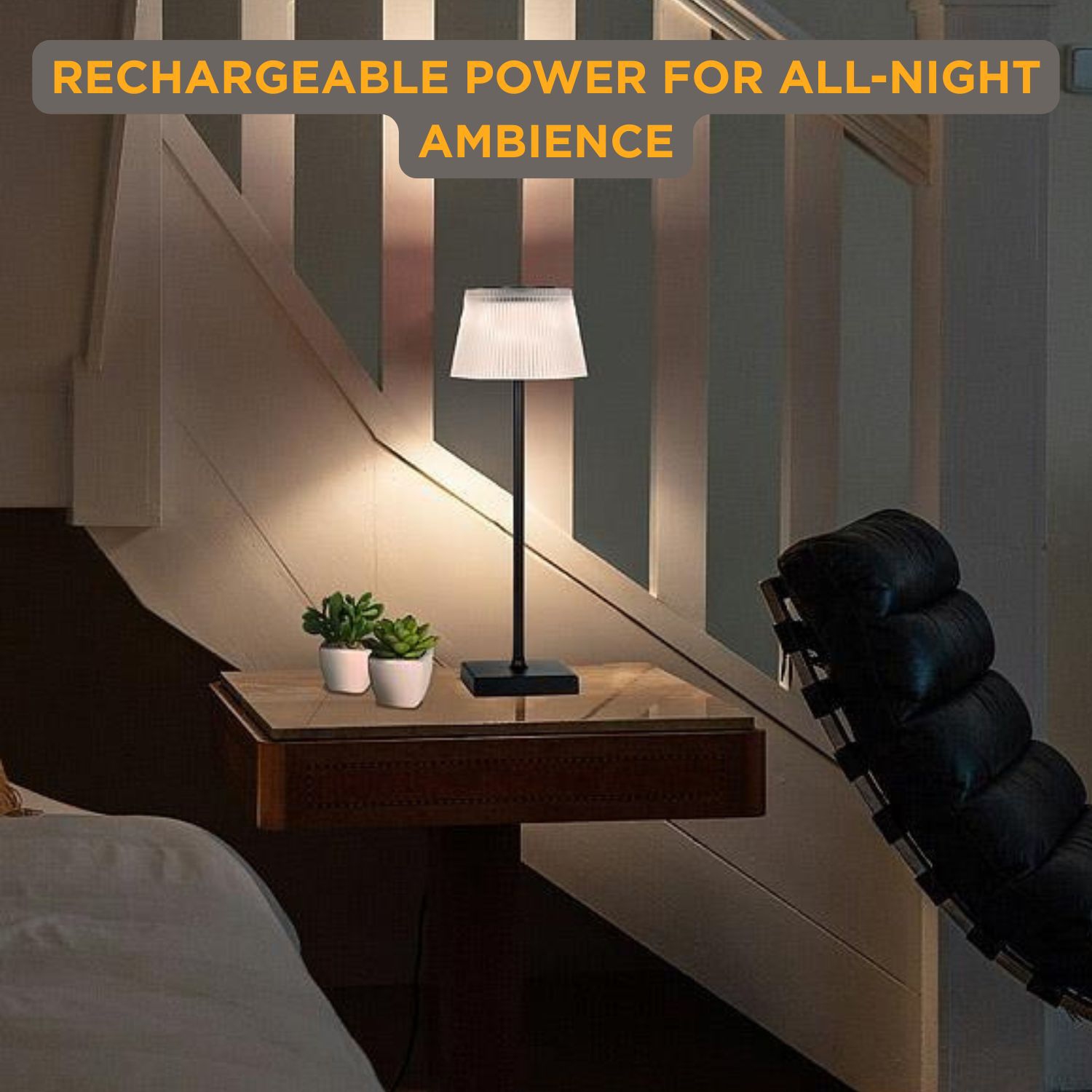 Abbott Fluted Shade LED Table Lamp, Rechargeable IP54 Waterproof Light, Modern Accent Lighting for Patio, Garden Outdoor or Indoors 15, Frost