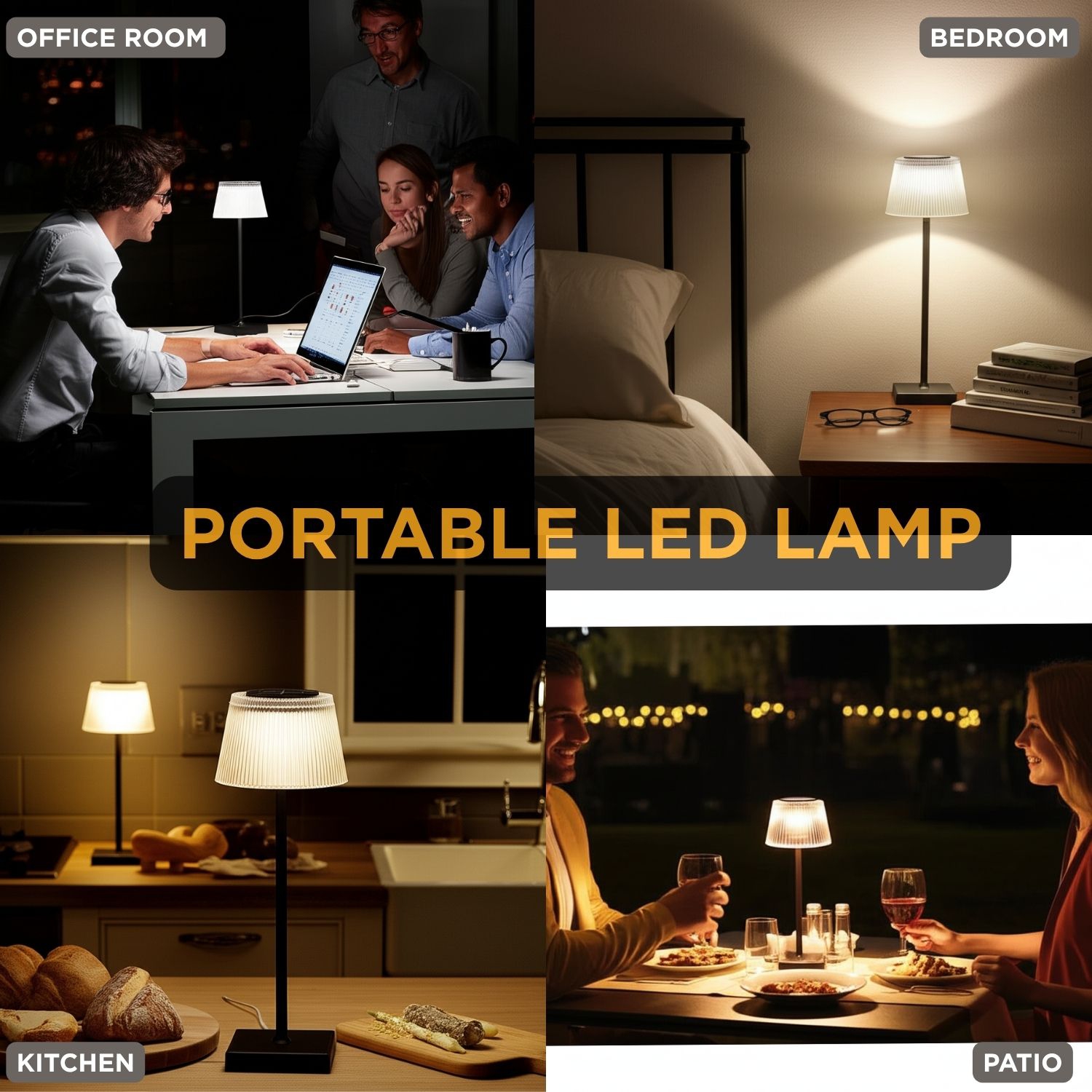 Abbott Fluted Shade LED Table Lamp, Rechargeable IP54 Waterproof Light, Modern Accent Lighting for Patio, Garden Outdoor or Indoors 15, Frost