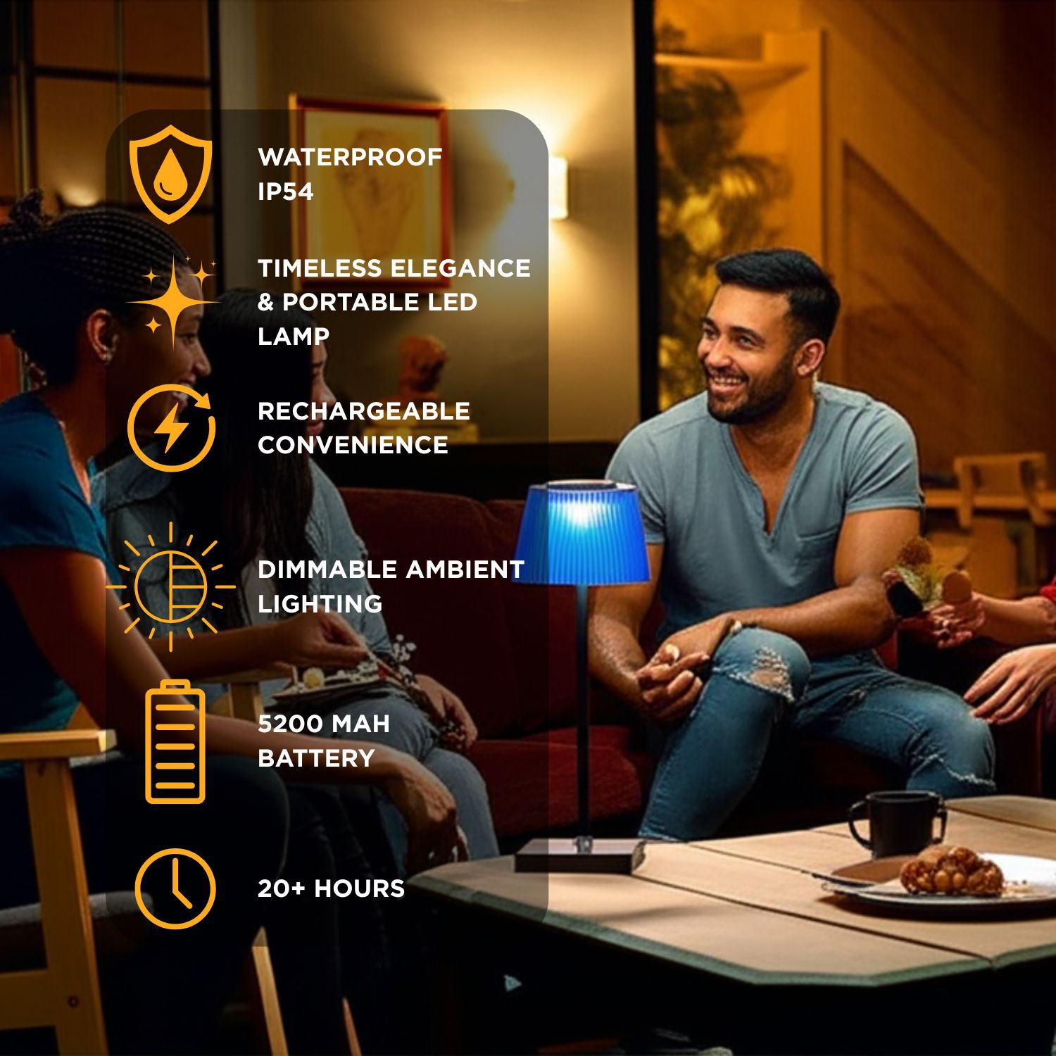 Lampe de table Abbott Shade LED, lampe étanche rechargeable IP54, éclairage d'appoint moderne pour patio, jardin extérieur ou intérieur 15, bleu