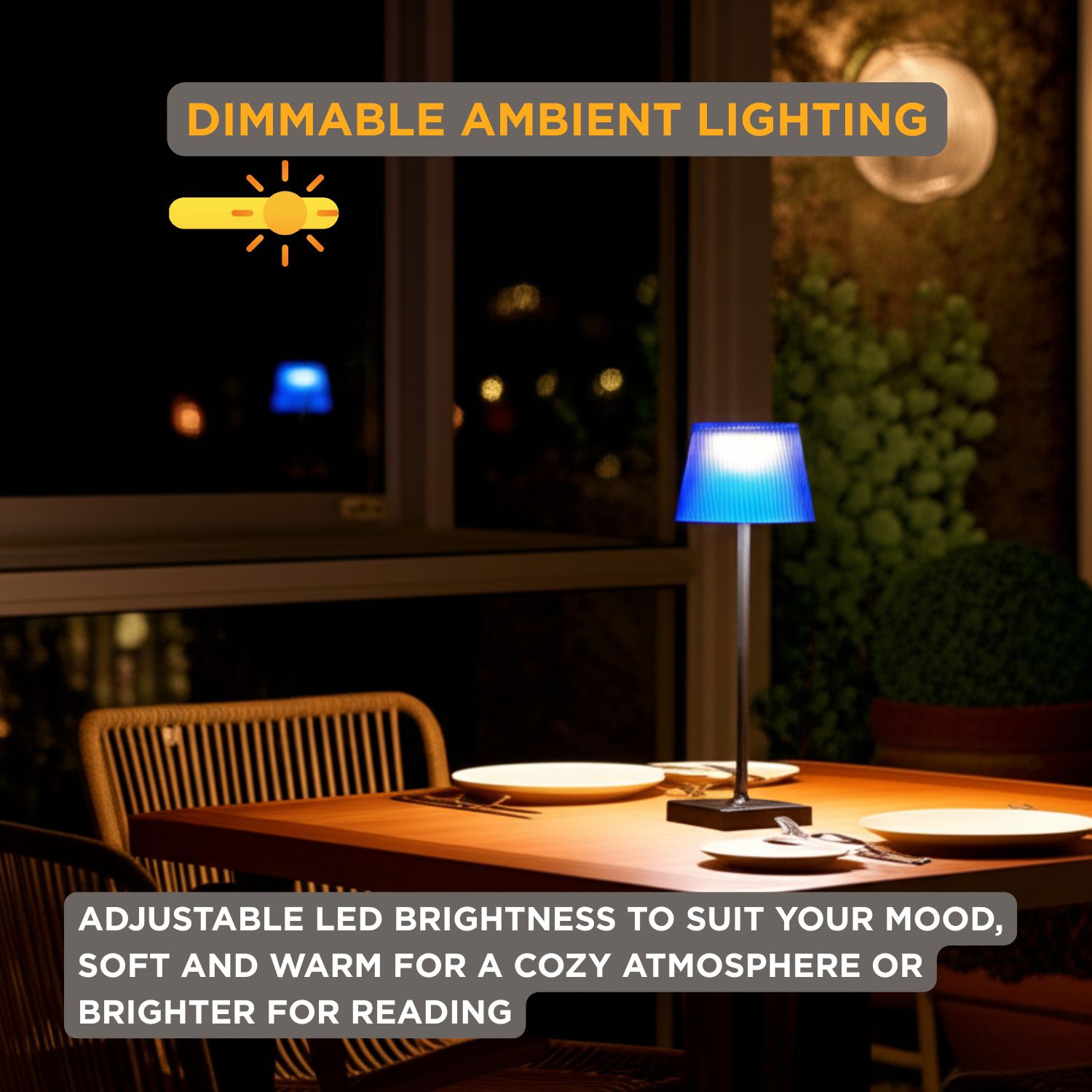 Lampe de table Abbott Shade LED, lampe étanche rechargeable IP54, éclairage d'appoint moderne pour patio, jardin extérieur ou intérieur 15, bleu