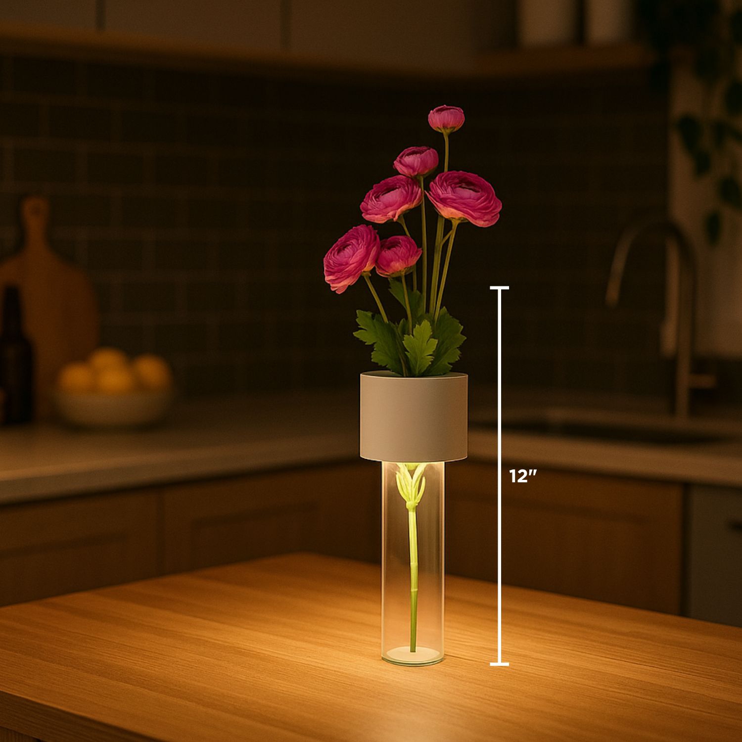 Abbott LED Vase Table Lamp, Rechargeable Dimmable Light, Touch Control with 3 Brightness Levels, Modern 2-in-1 Vase and Ambient Light for Home Décor,