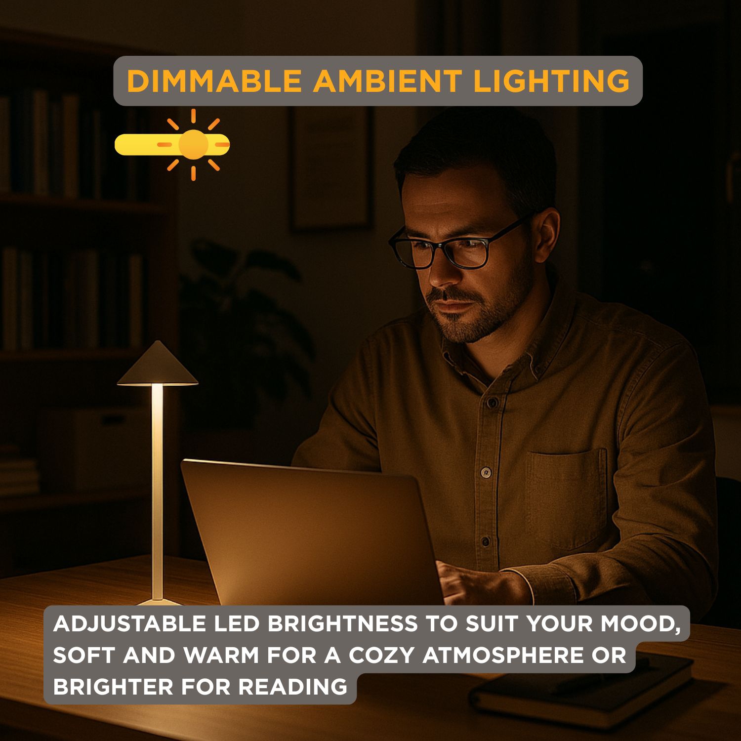 Abbott – Lampe de table à flèche mince LED, lampe rechargeable sans fil, élégant éclairage portatif pour bureau ou table de chevet, 11,5 po,