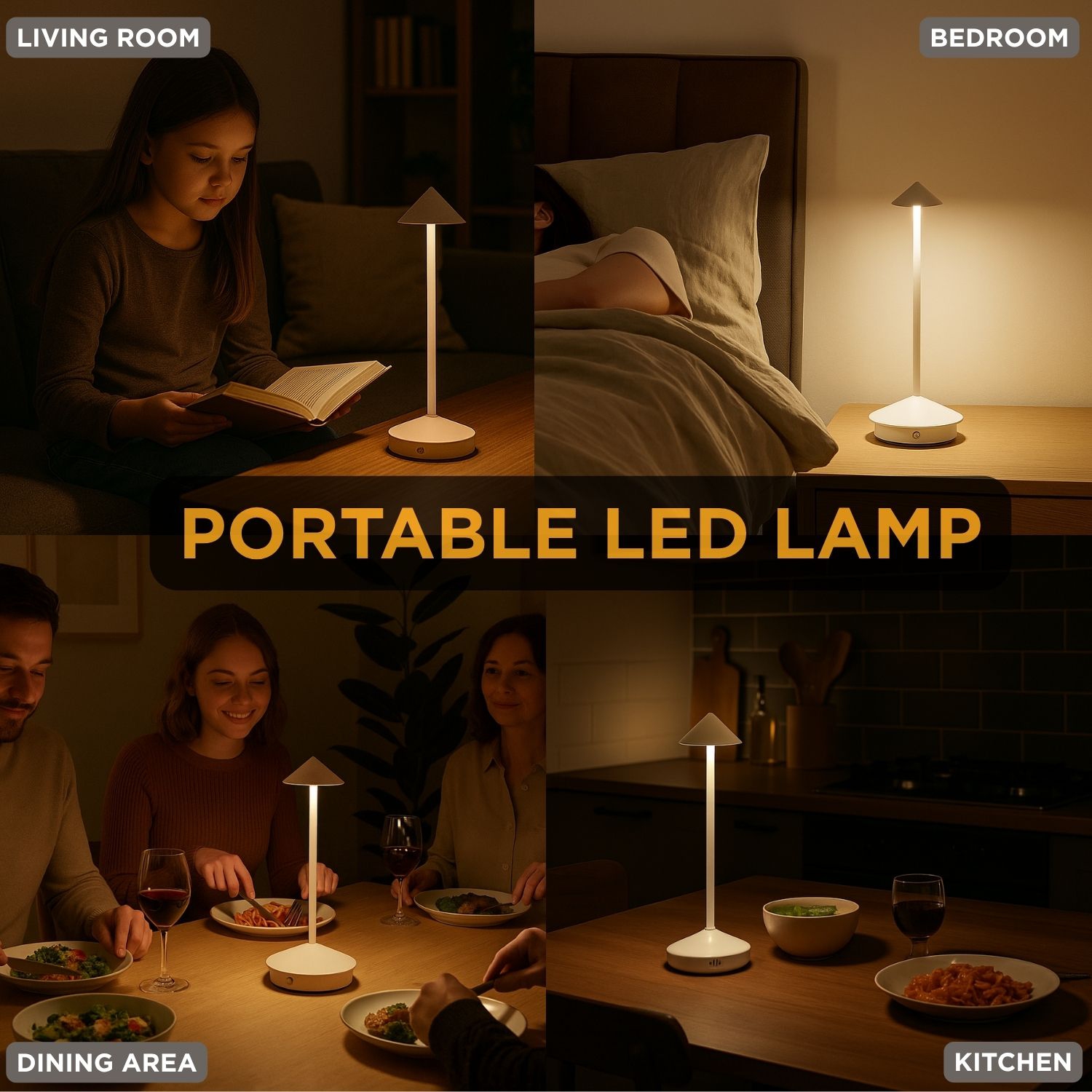 Abbott – Lampe de table à flèche mince LED, lampe rechargeable sans fil, élégant éclairage portatif pour bureau ou table de chevet, 11,5 po,