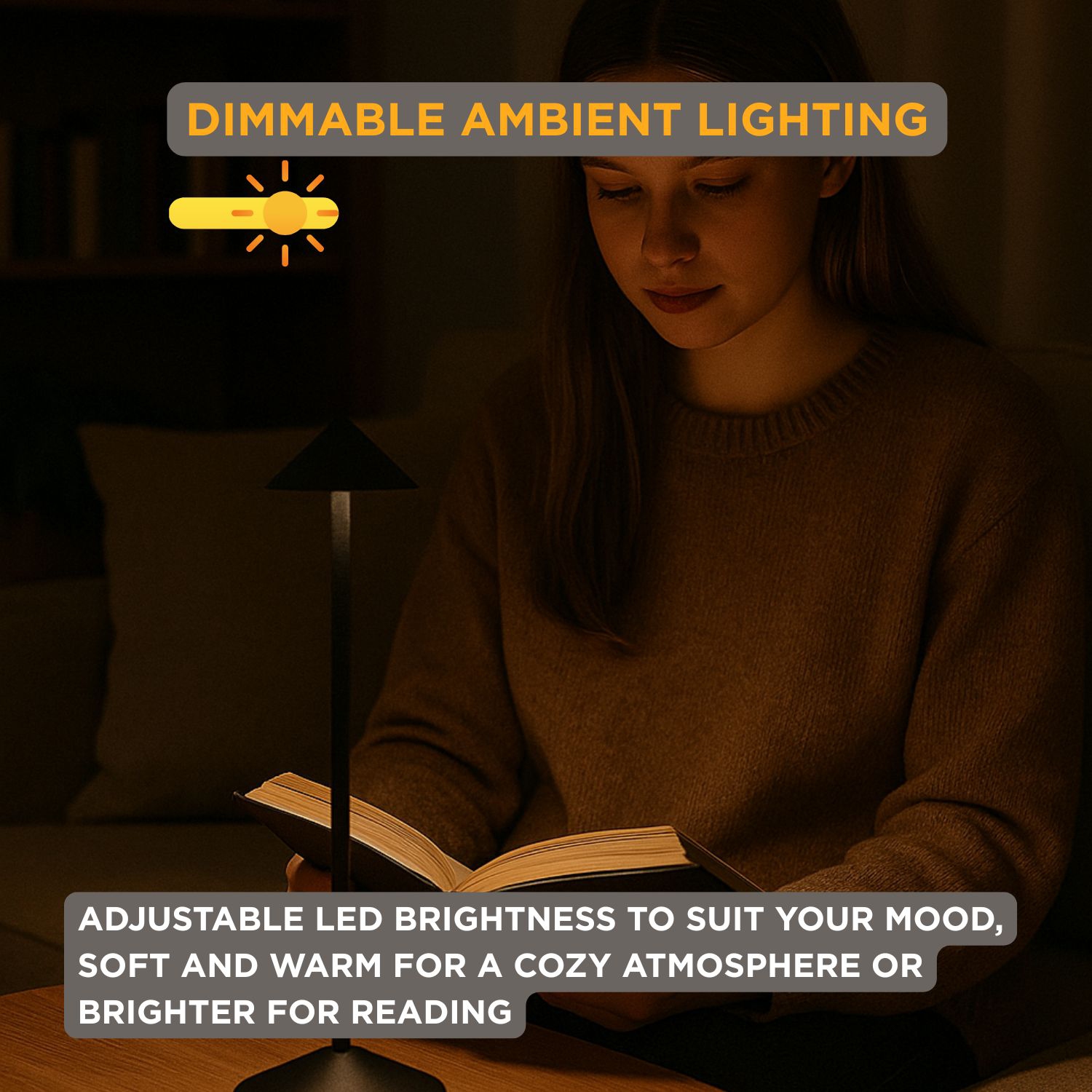 Abbott Slim Arrow LED Table Lamp, Rechargeable Cordless Light, Sleek Portable Lighting for Desk or Nightstand, 11.5", Matte Black