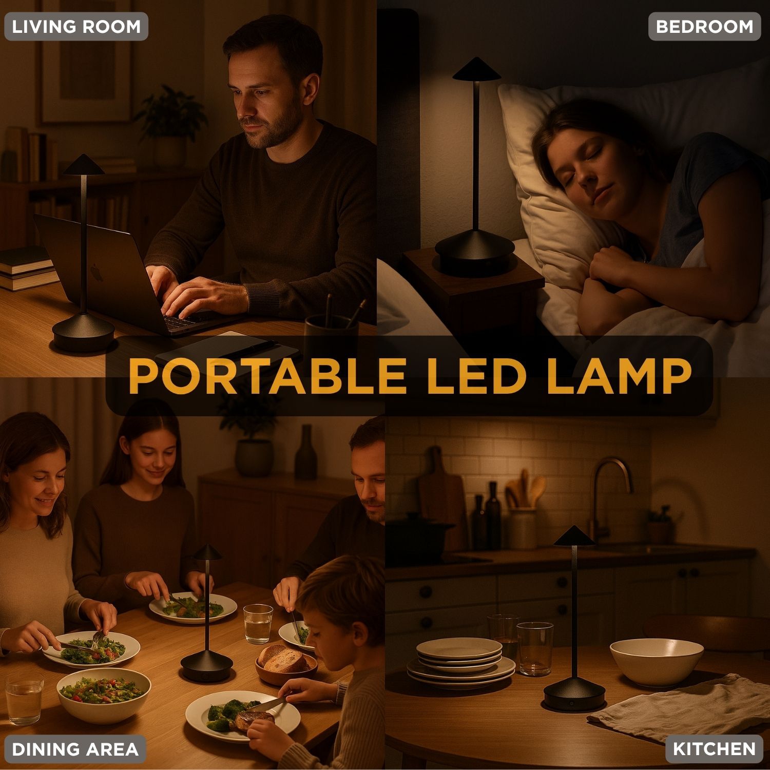 Abbott Slim Arrow LED Table Lamp, Rechargeable Cordless Light, Sleek Portable Lighting for Desk or Nightstand, 11.5", Matte Black