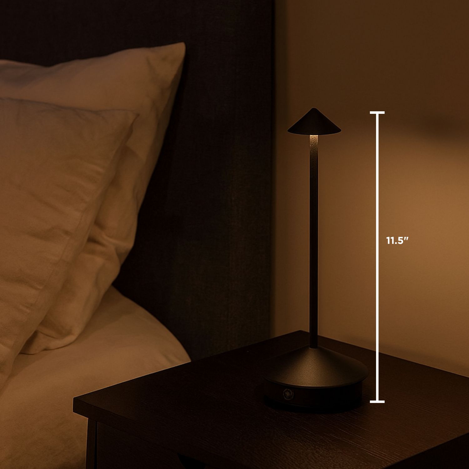 Abbott Slim Arrow LED Table Lamp, Rechargeable Cordless Light, Sleek Portable Lighting for Desk or Nightstand, 11.5", Matte Black